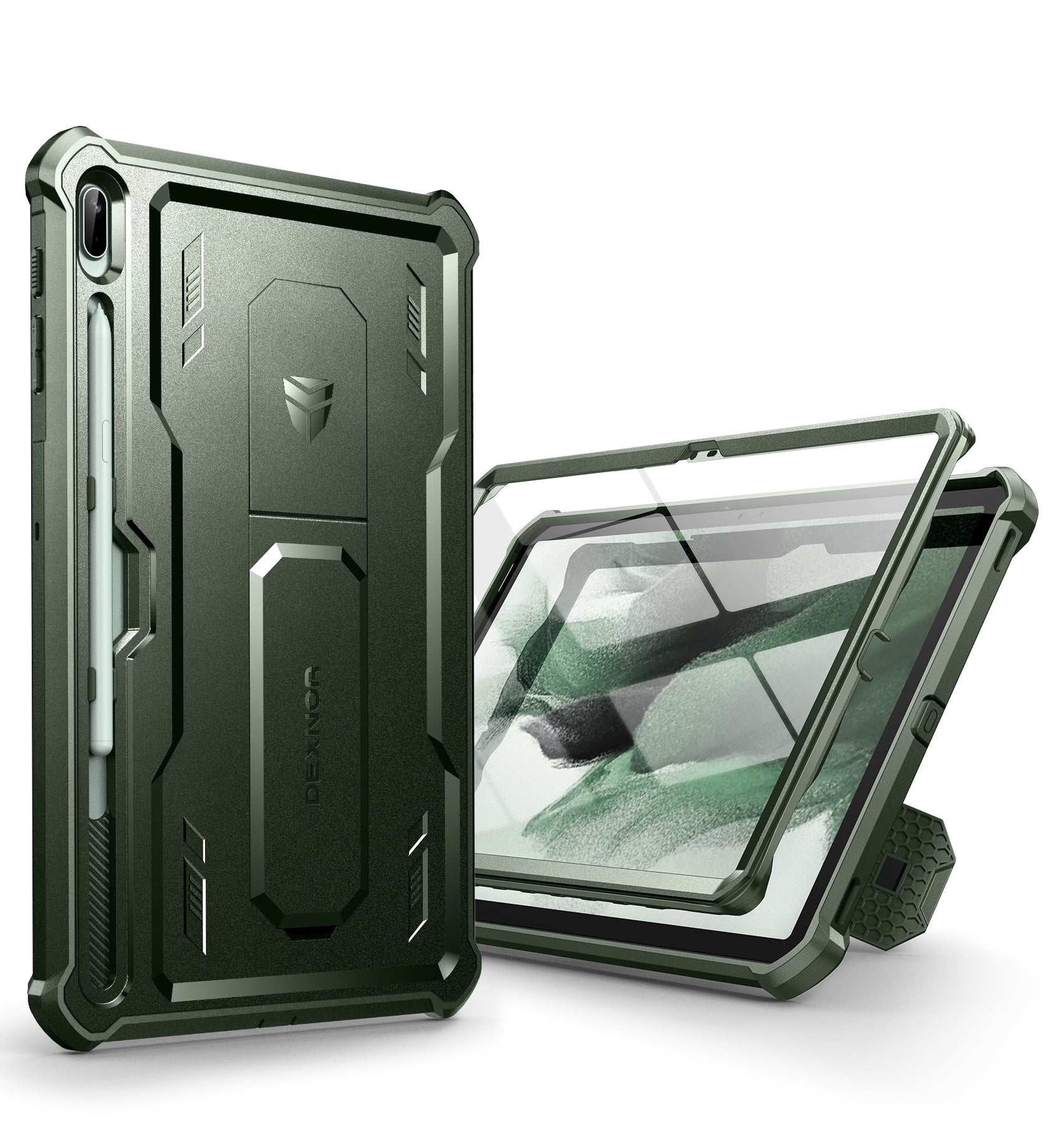 Dexnor Tablet Case for Samsung Galaxy Tab S7 Plus/S8 Plus With Screen Protector Full Body Bumper Kickstand Heavy-duty Shockproof Rugged Pen Holder Cover.