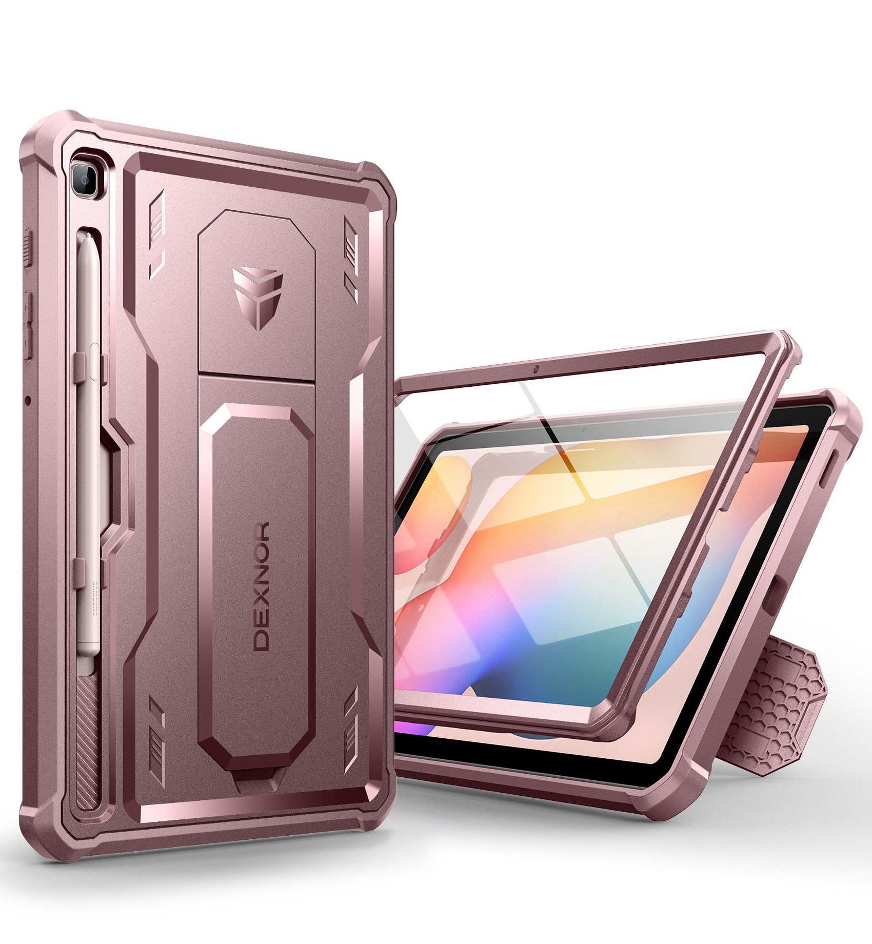 Dexnor Tablet Case for Samsung Galaxy Tab S6 lite 2020/2022/2024 With Screen Protector Full Body Bumper Kickstand Heavy-duty Shockproof Rugged Pen Holder Cover.
