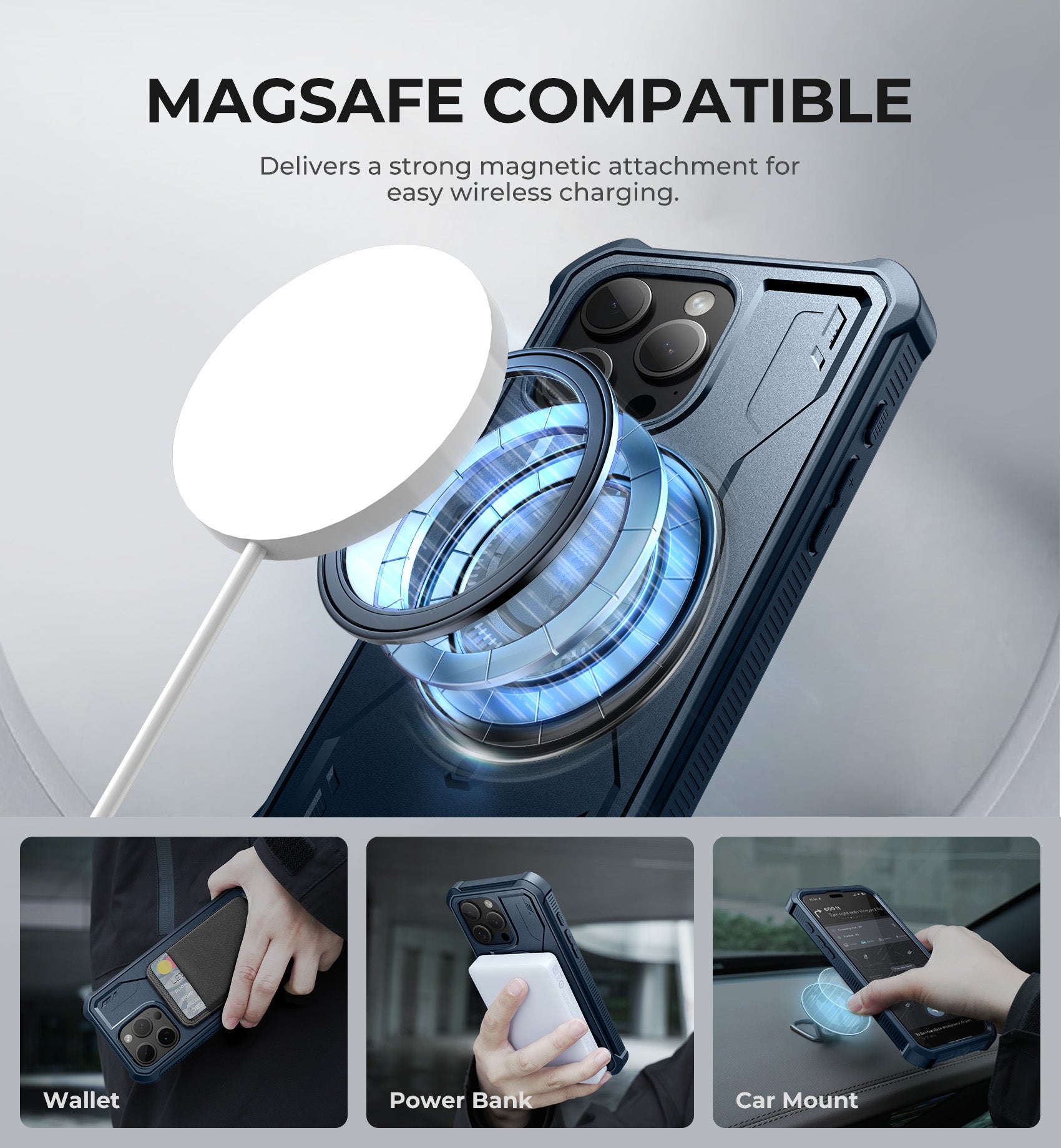 Dexnor for iphone 15 Pro Max Case With MagSafe Heavy-duty Shockproof Full Body Built-in Screen Protector Adjustable Kickstand