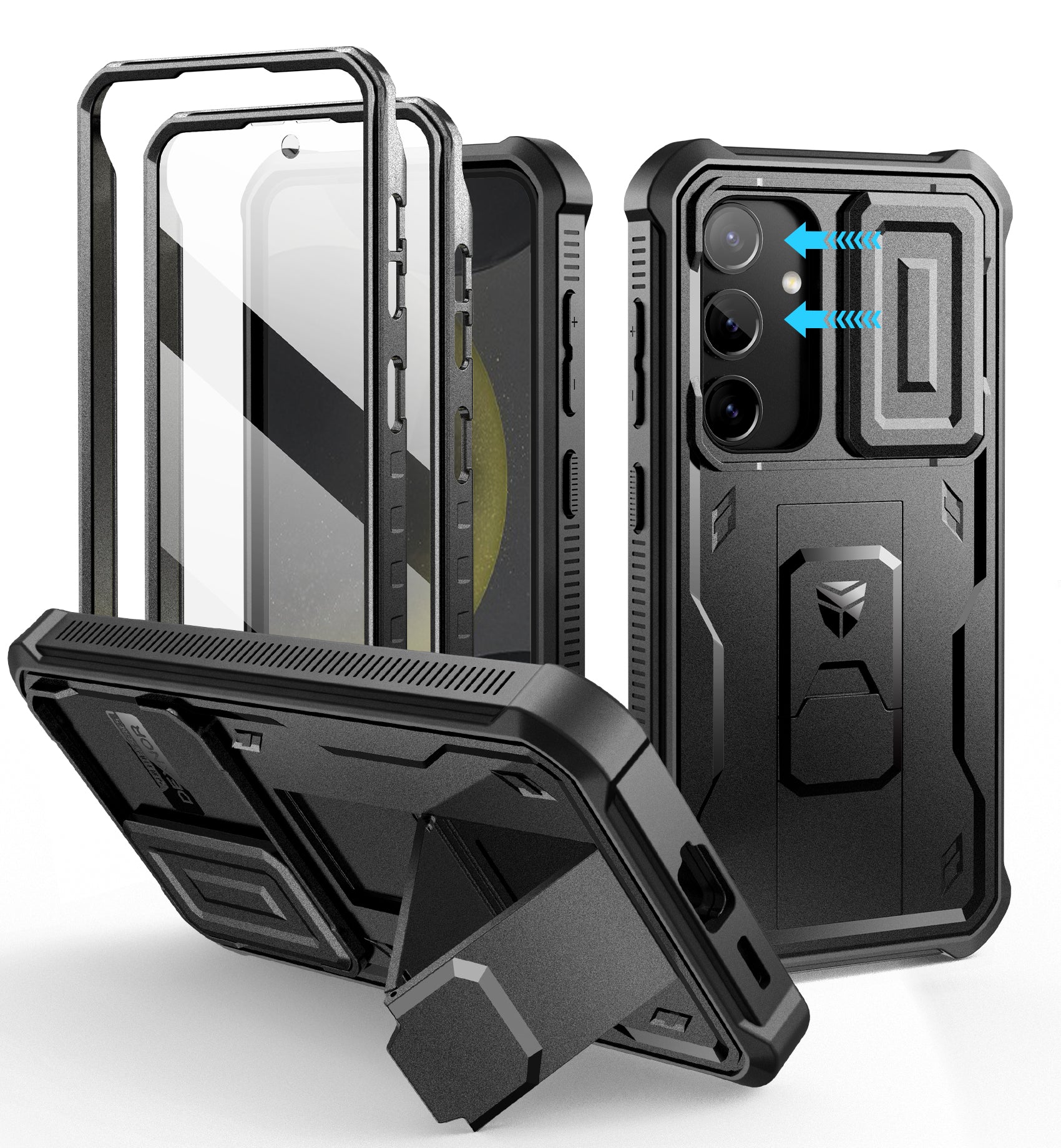 Dexnor Case for Samsung Galaxy S24 Full Body With Screen Protector Slide Camera Bumper Kickstand Heavy-duty Shockproof Rugged Cover.