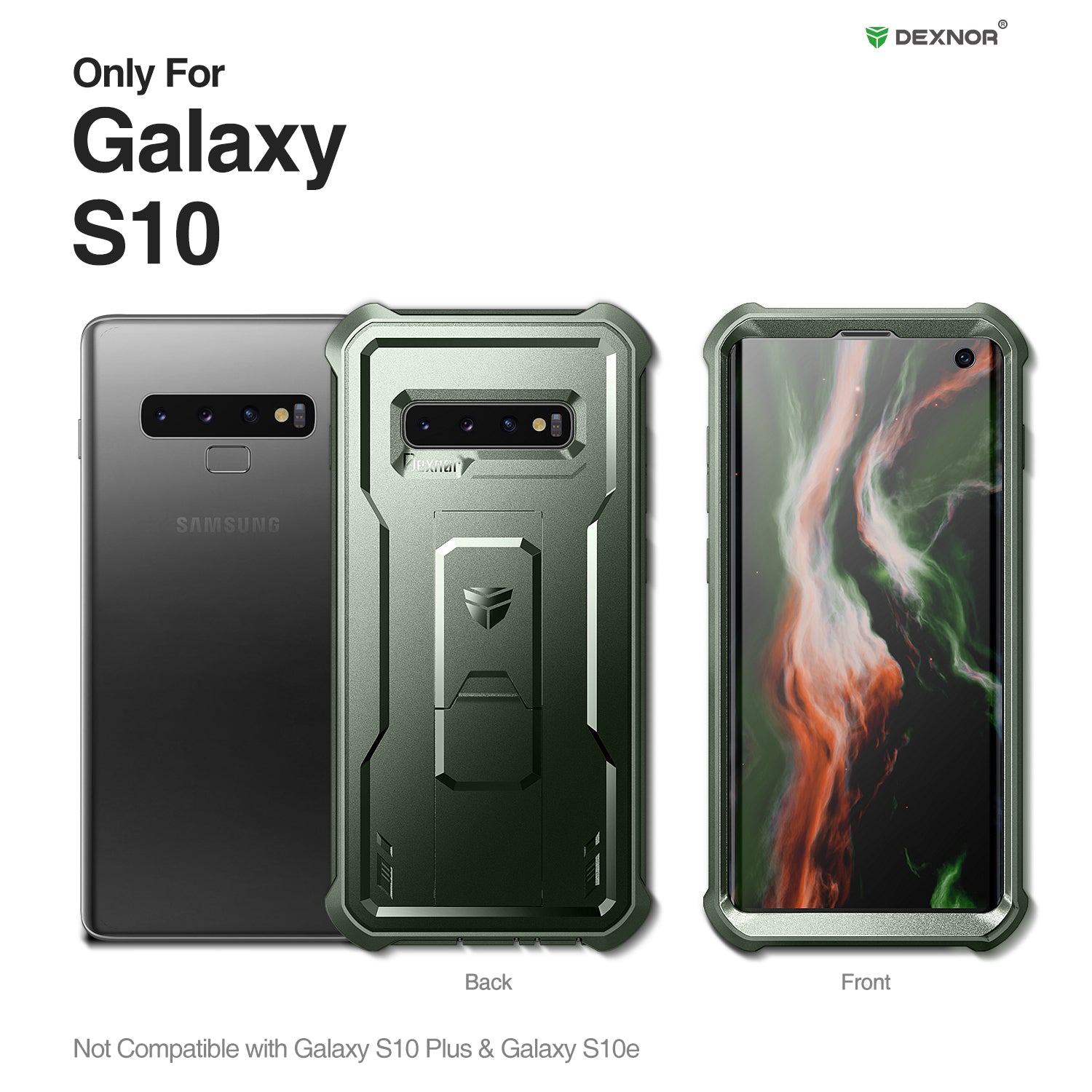 Dexnor Case for Samsung Galaxy S10 With Single Screen Protector Full Body Bumper Kickstand Heavy-duty Shockproof Rugged  Cover.