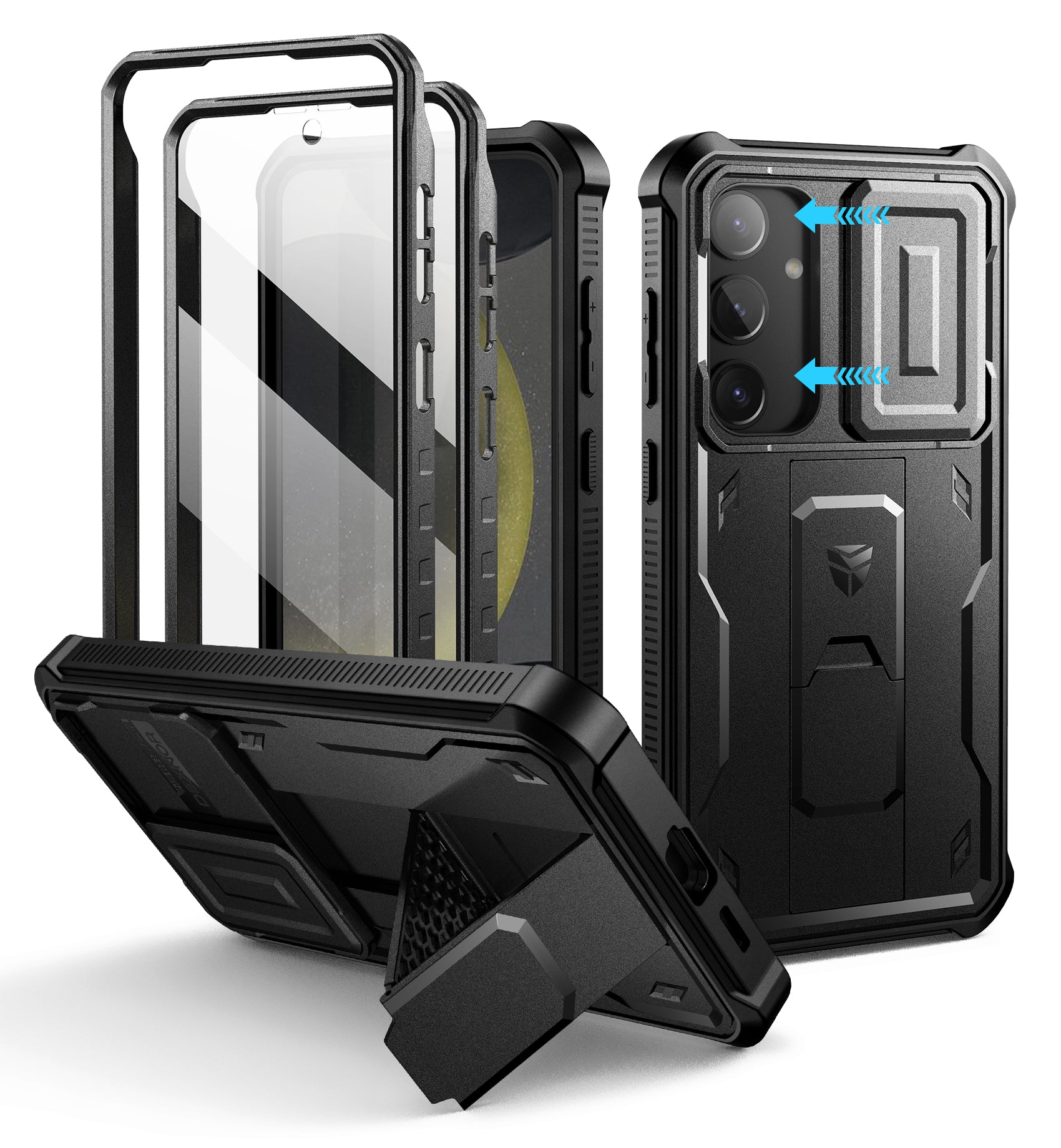 Dexnor Case for Samsung Galaxy S24 Plus Full Body With Screen Protector Slide Camera Bumper Kickstand Heavy-duty Shockproof Rugged Cover.