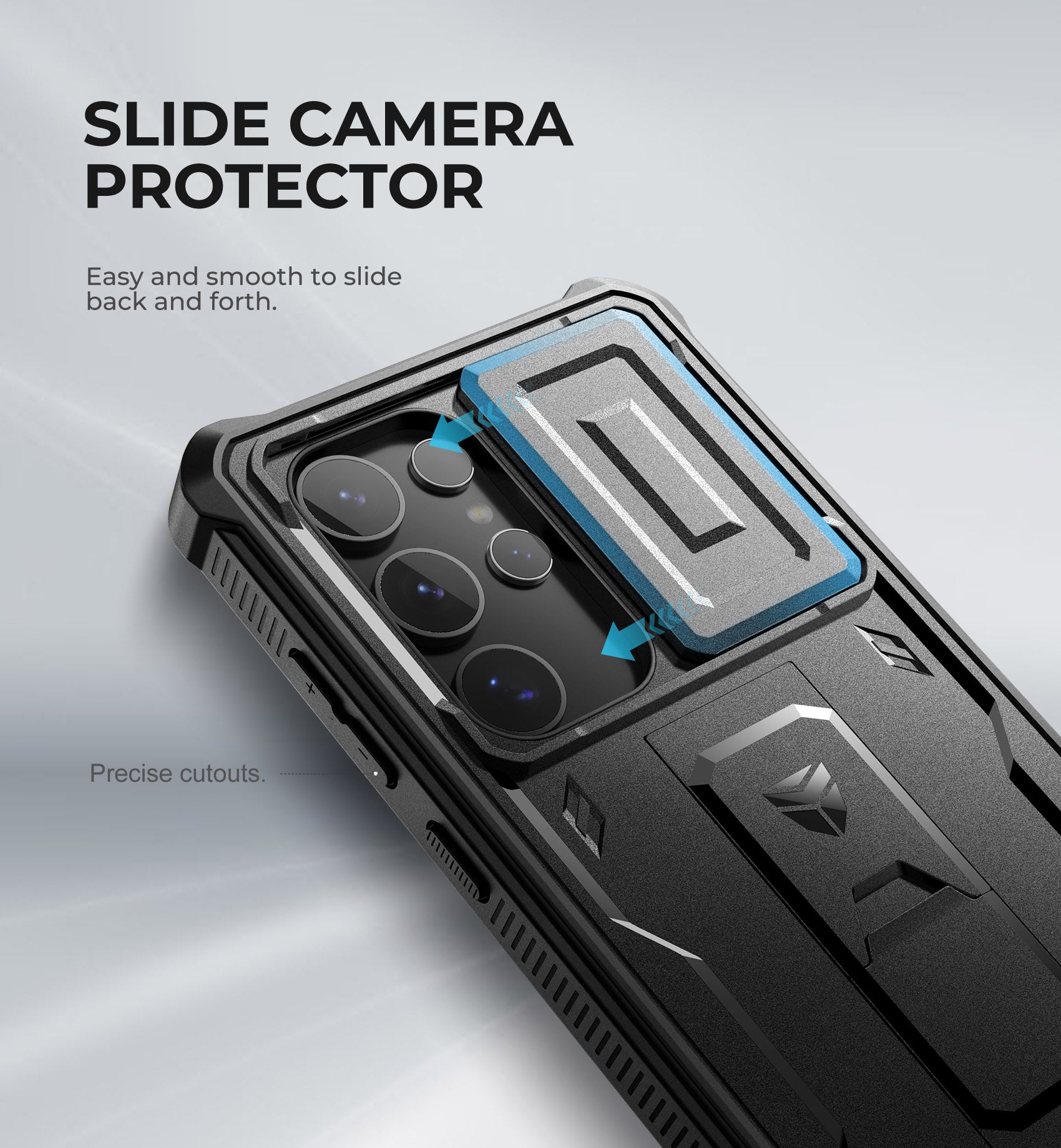 Dexnor Case for Samsung Galaxy S24 Ultra Full Body With Screen Protector Slide Camera Bumper Kickstand Heavy-duty Shockproof Rugged Cover
