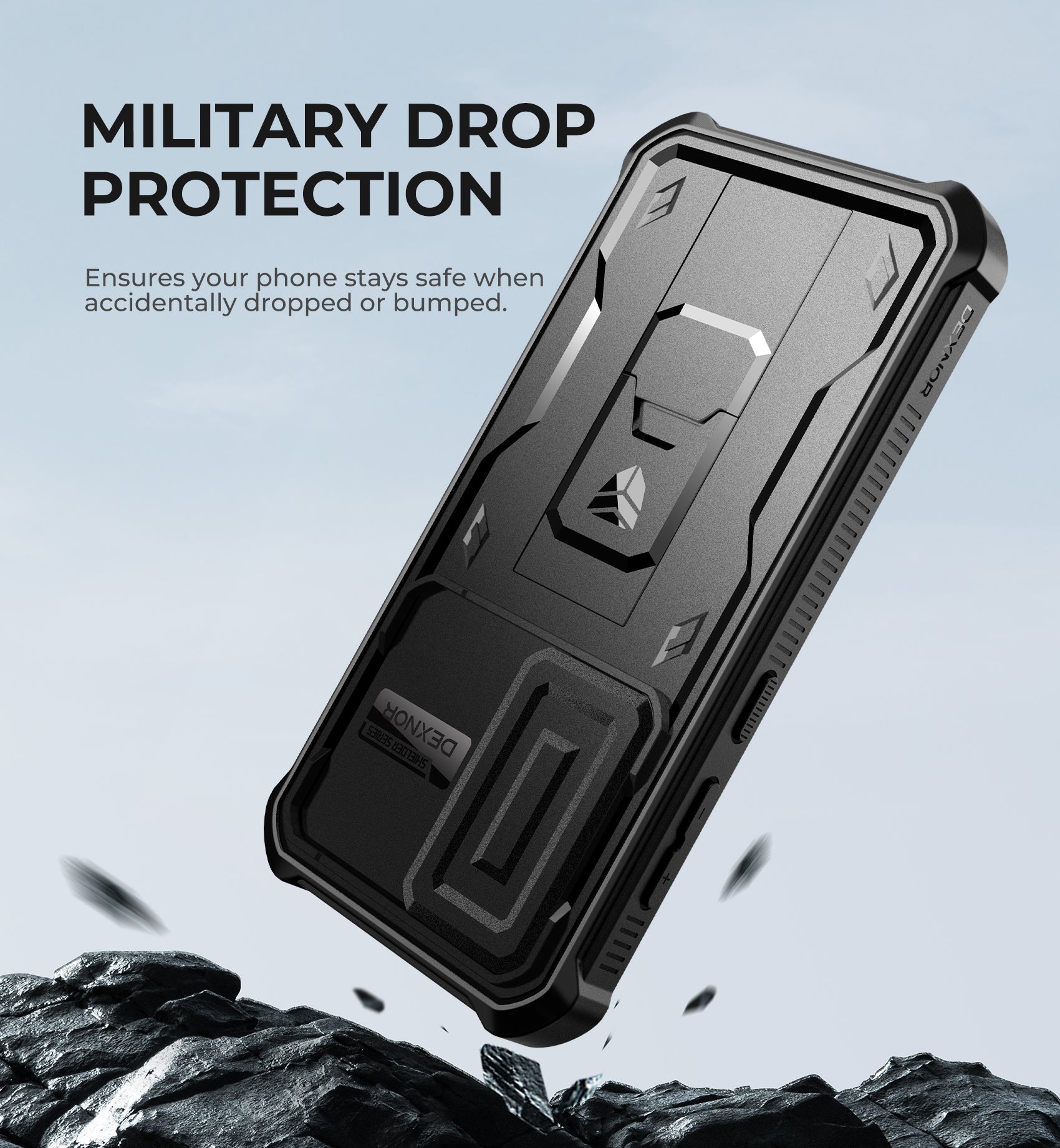 Dexnor Case for Samsung Galaxy S24 Full Body With Screen Protector Slide Camera Bumper Kickstand Heavy-duty Shockproof Rugged Military Grade Cover.