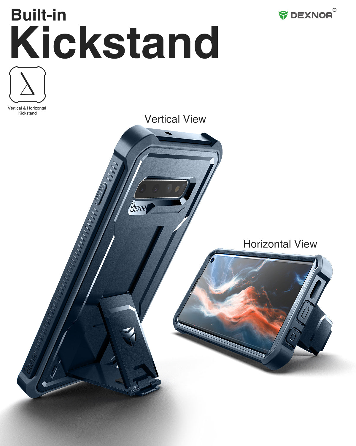 Dexnor Case for Samsung Galaxy S10 With Single Screen Protector Full Body Bumper Kickstand Heavy-duty Shockproof Rugged  Cover.