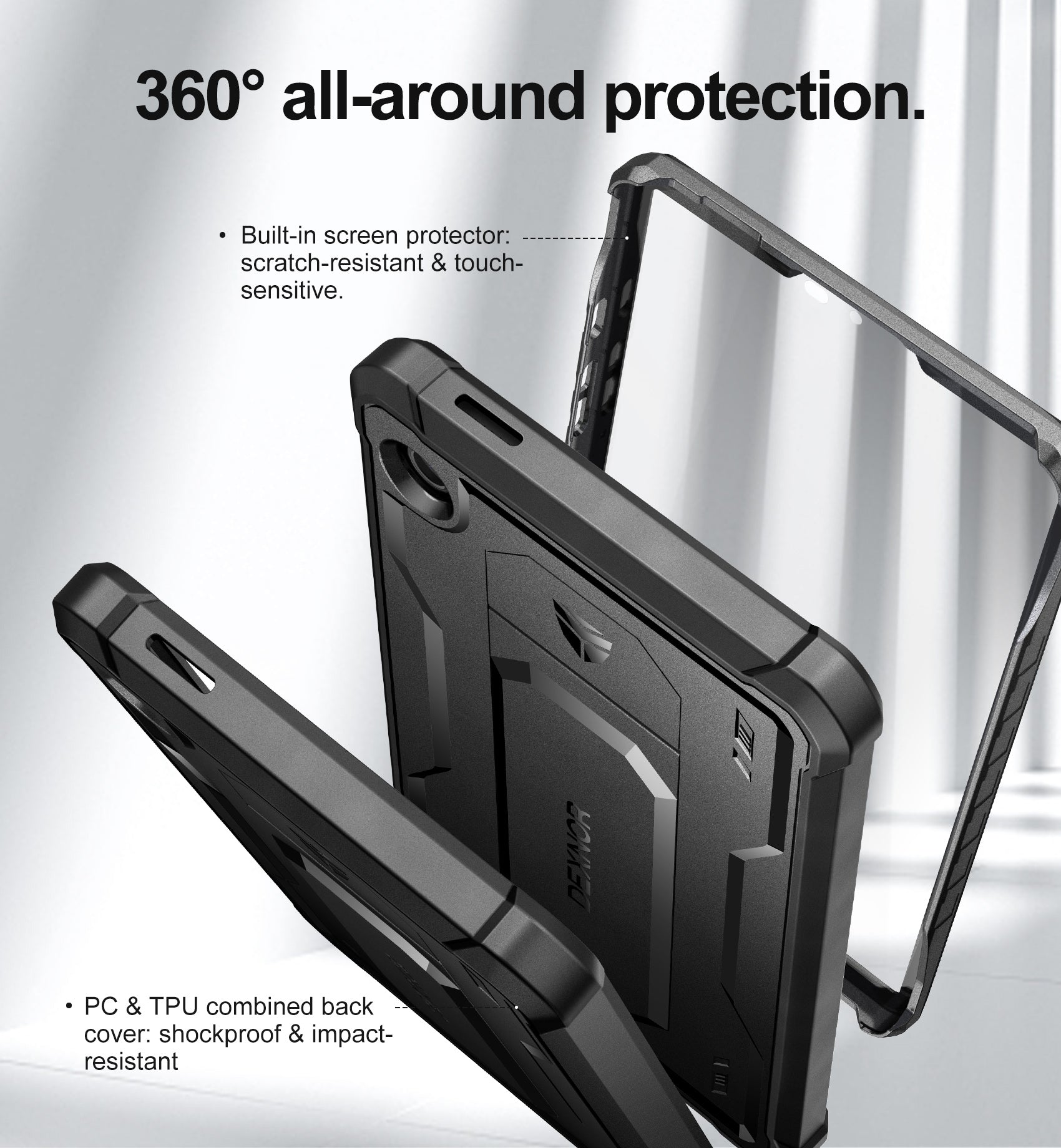 Dexnor Tablet Case for  Samsung Galaxy Tab A9 8.7 Inch 2023 With Screen Protector Full Body Bumper Kickstand Heavy-duty Shockproof Rugged Pen Holder Cover