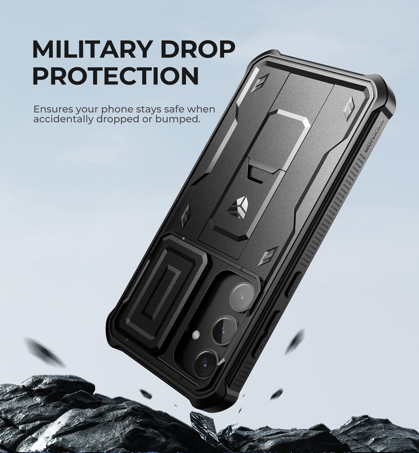 Dexnor Case for Samsung Galaxy S24 Plus Full Body With Screen Protector Slide Camera Bumper Kickstand Heavy-duty Shockproof Rugged Military Grade Cover.