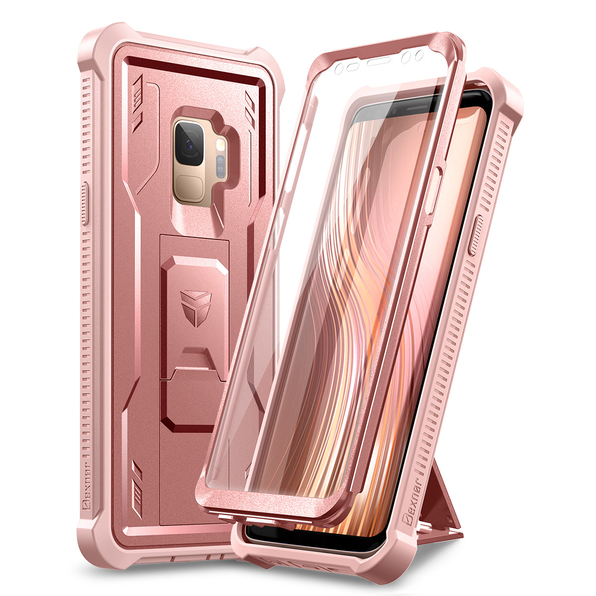 Dexnor Case for Samsung Galaxy S9 With Single Screen Protector Full Body Bumper Kickstand Heavy-duty Shockproof Rugged Cover.