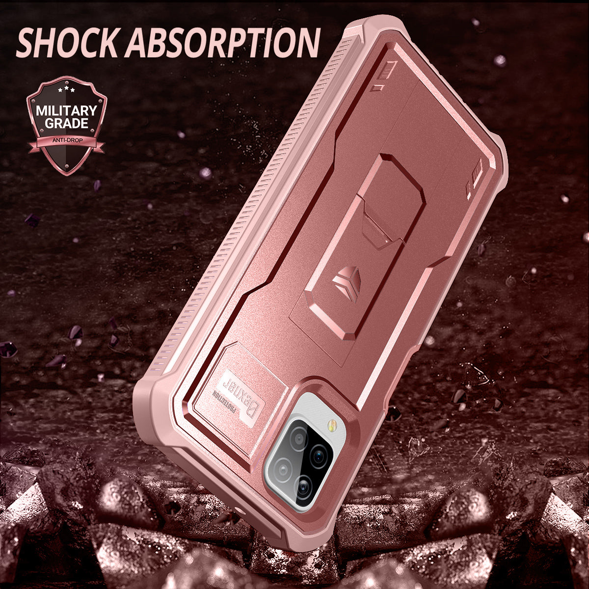 Dexnor Case for Samsung Galaxy A12 5G With Single Screen Protector Full Body Bumper Kickstand Heavy-duty Shockproof Rugged Cover.