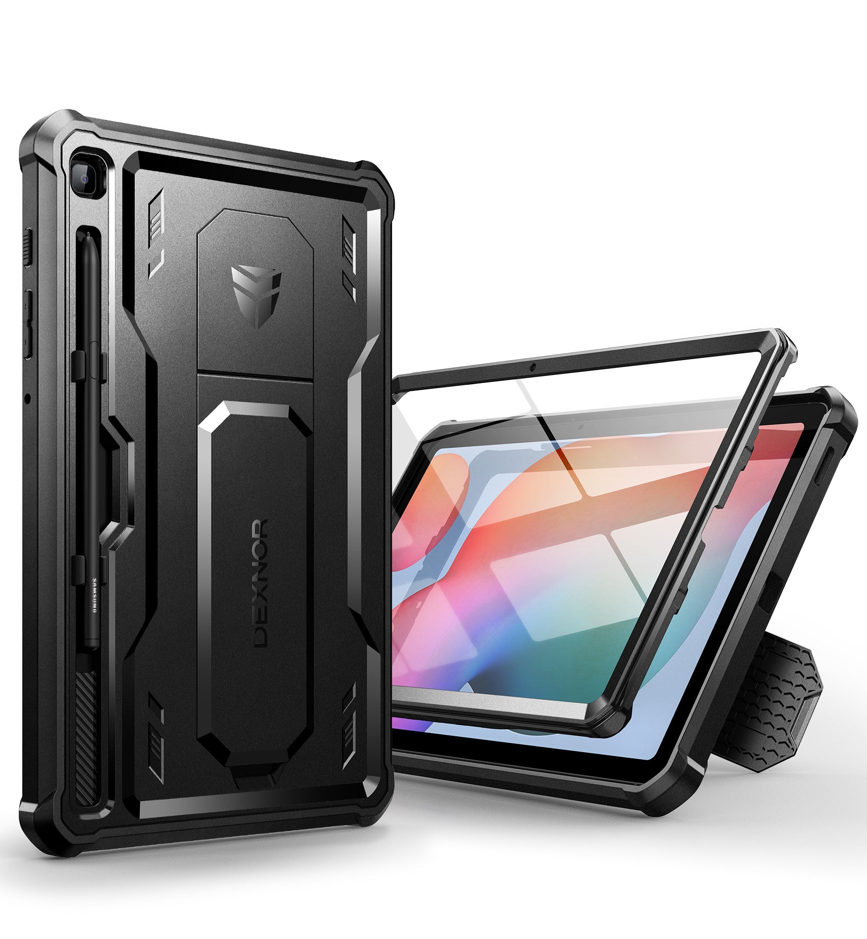 Dexnor Tablet Case for Samsung Galaxy Tab S6 lite 2020/2022/2024 With Screen Protector Full Body Bumper Kickstand Heavy-duty Shockproof Rugged Pen Holder Cover.