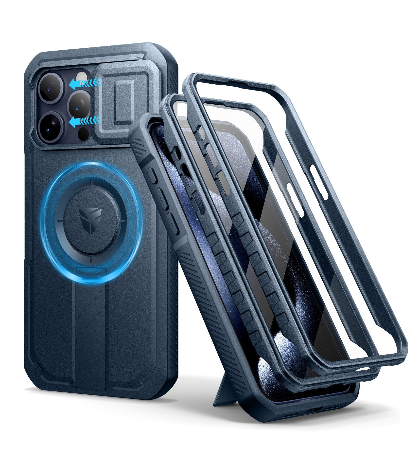 Dexnor Durable Case for iPhone 15 Pro Max with Built In Screen Protector and Slide Camera Cover 360 Magsafe Rugged Bumper Cover