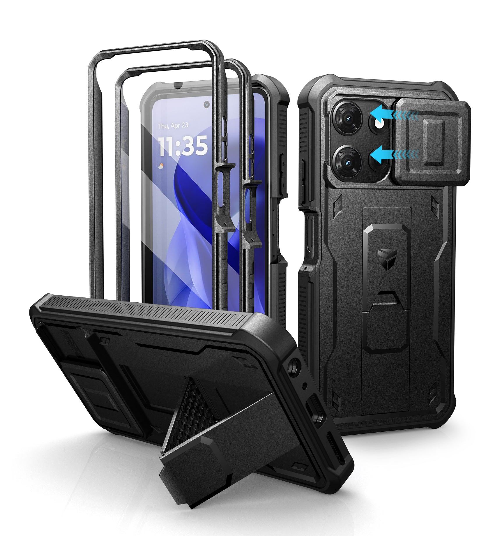 Dexnor Full Body Case for Moto G-Power 5G 2025 With Screen Protector And Slide Camera Bumper Kickstand Heavy-duty Shockproof Cover
