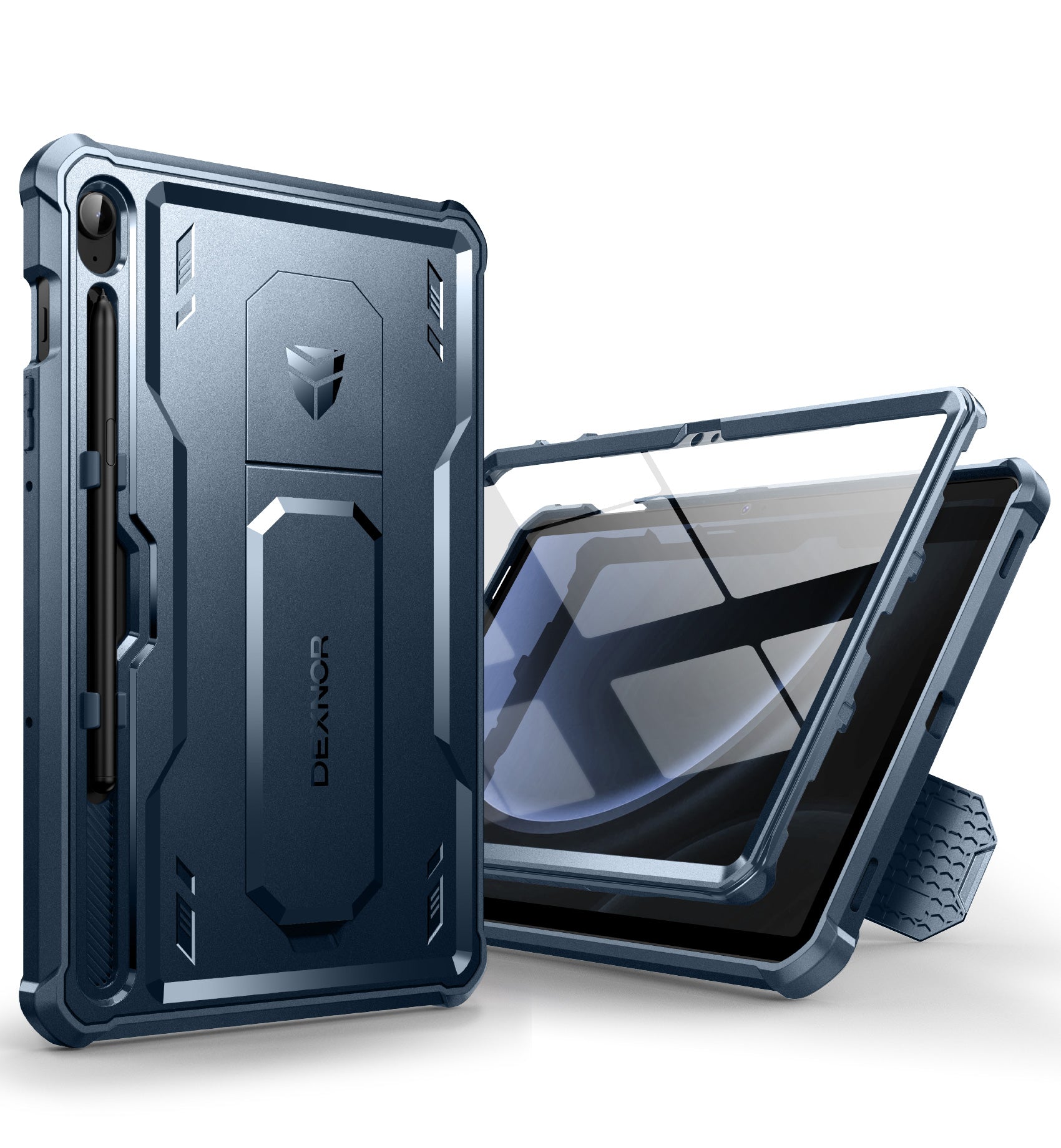 Dexnor Tablet Case for Samsung Galaxy Tab S9 FE With Screen Protector Full Body Bumper Kickstand Heavy-duty Shockproof Rugged Pen Holder Cover.