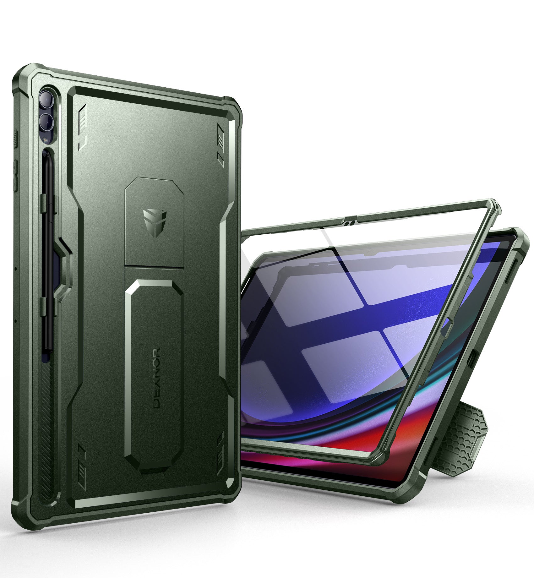 Dexnor Tablet Case for Samsung Galaxy Tab S9 Ultra With Screen Protector Full Body Bumper Kickstand Heavy-duty Shockproof Rugged Pen Holder Cover.
