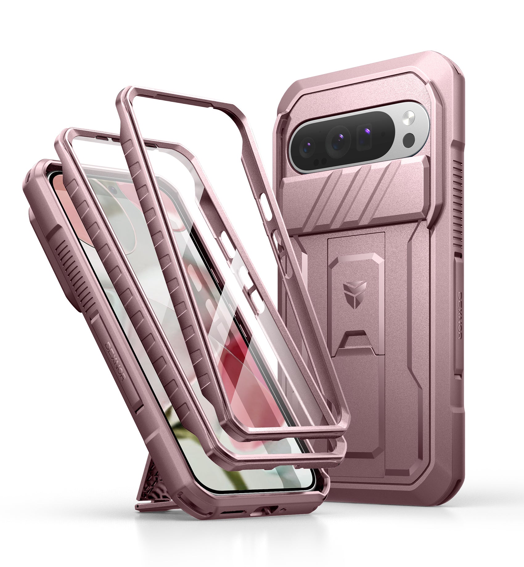 Dexnor Case for Google Pixel 9 Pro XL With Screen Protector Full Body Bumper Kickstand Heavy-duty Shockproof Rugged Cover.
