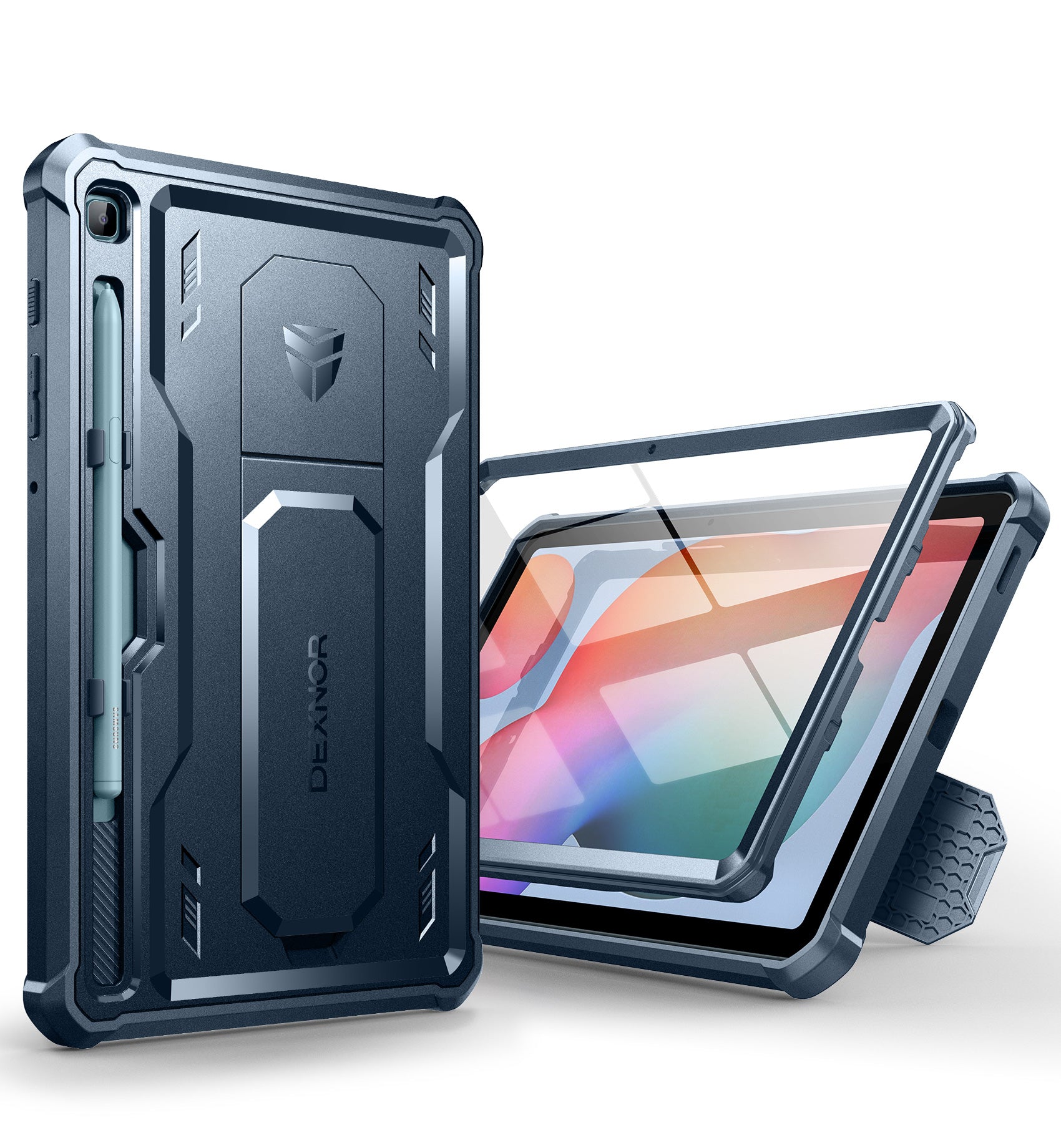 Dexnor Tablet Case for Samsung Galaxy Tab S6 lite 2020/2022/2024 With Screen Protector Full Body Bumper Kickstand Heavy-duty Shockproof Rugged Pen Holder Cover.