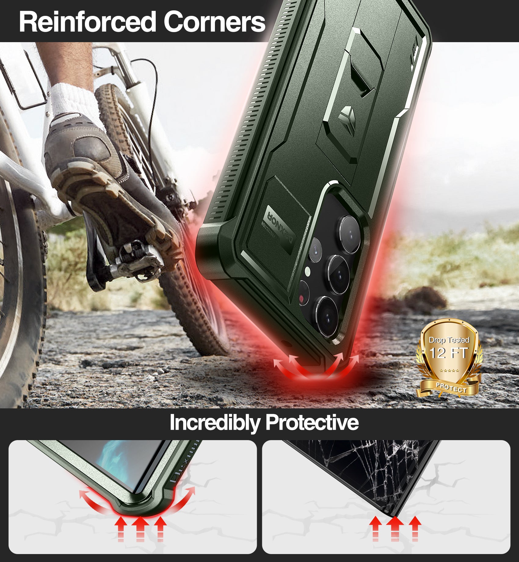 Dexnor Case for Samsung Galaxy S23 Ultra With Screen Protector Full Body Bumper Kickstand Heavy-duty Shockproof Cover