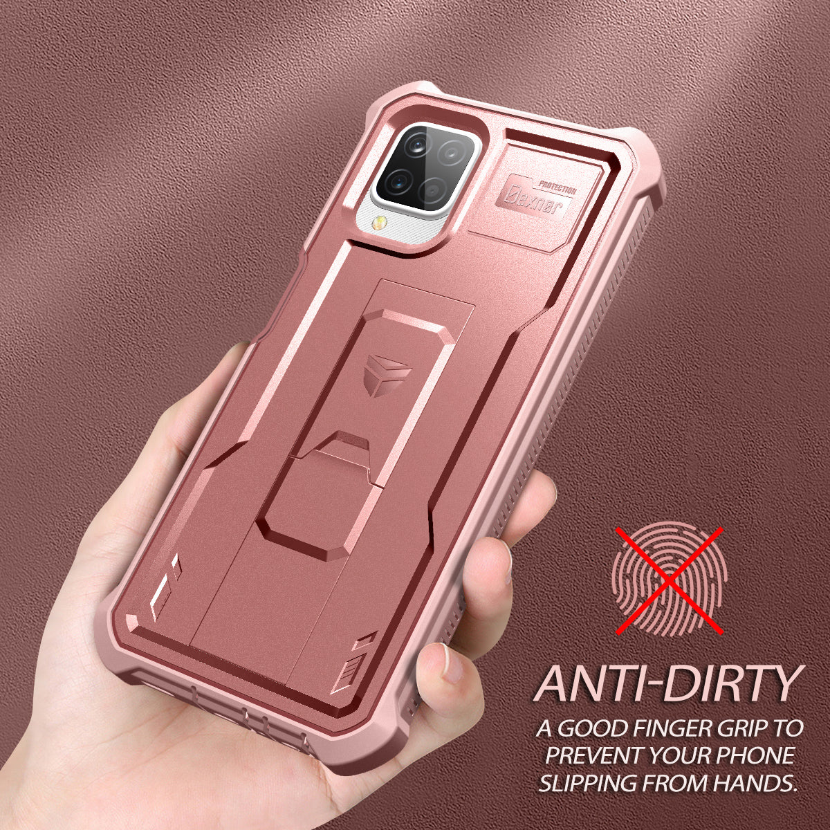 Dexnor Case for Samsung Galaxy A12 5G With Single Screen Protector Full Body Bumper Kickstand Heavy-duty Shockproof Rugged Cover.
