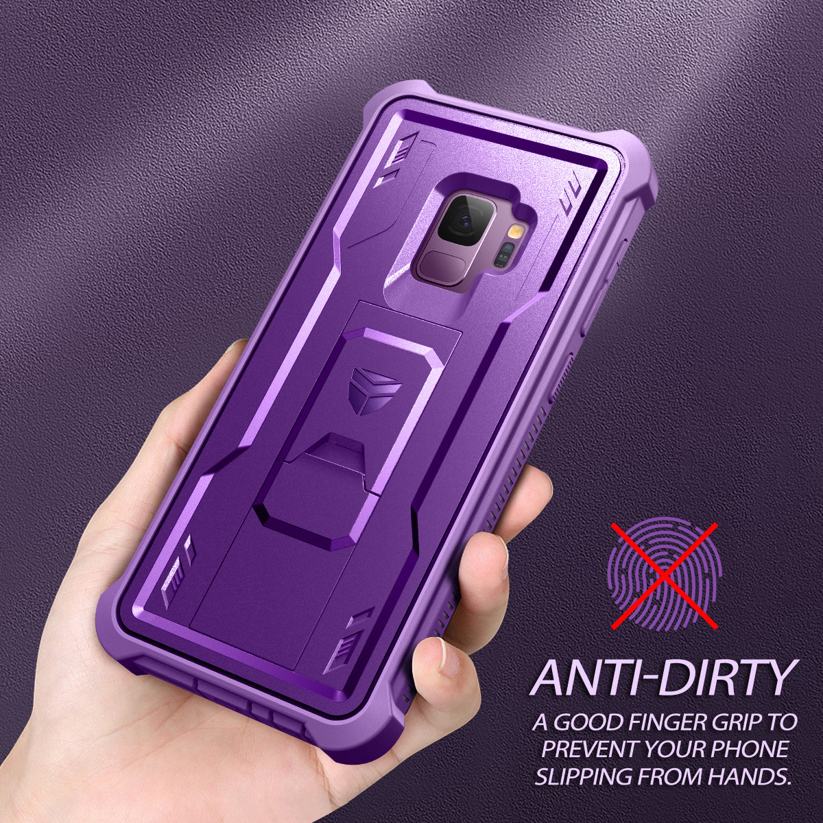 Dexnor Case for Samsung Galaxy S9 With Single Screen Protector Full Body Bumper Kickstand Heavy-duty Shockproof Rugged Cover.