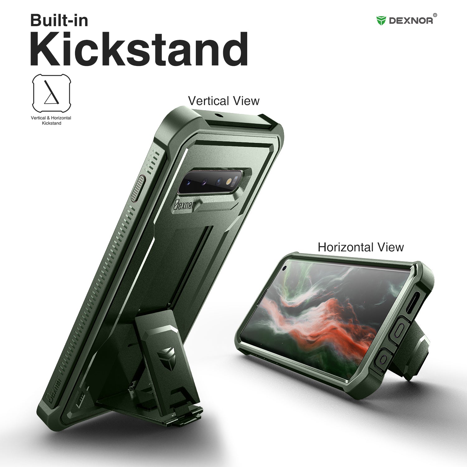Dexnor Case for Samsung Galaxy S10 With Single Screen Protector Full Body Bumper Kickstand Heavy-duty Shockproof Rugged  Cover.