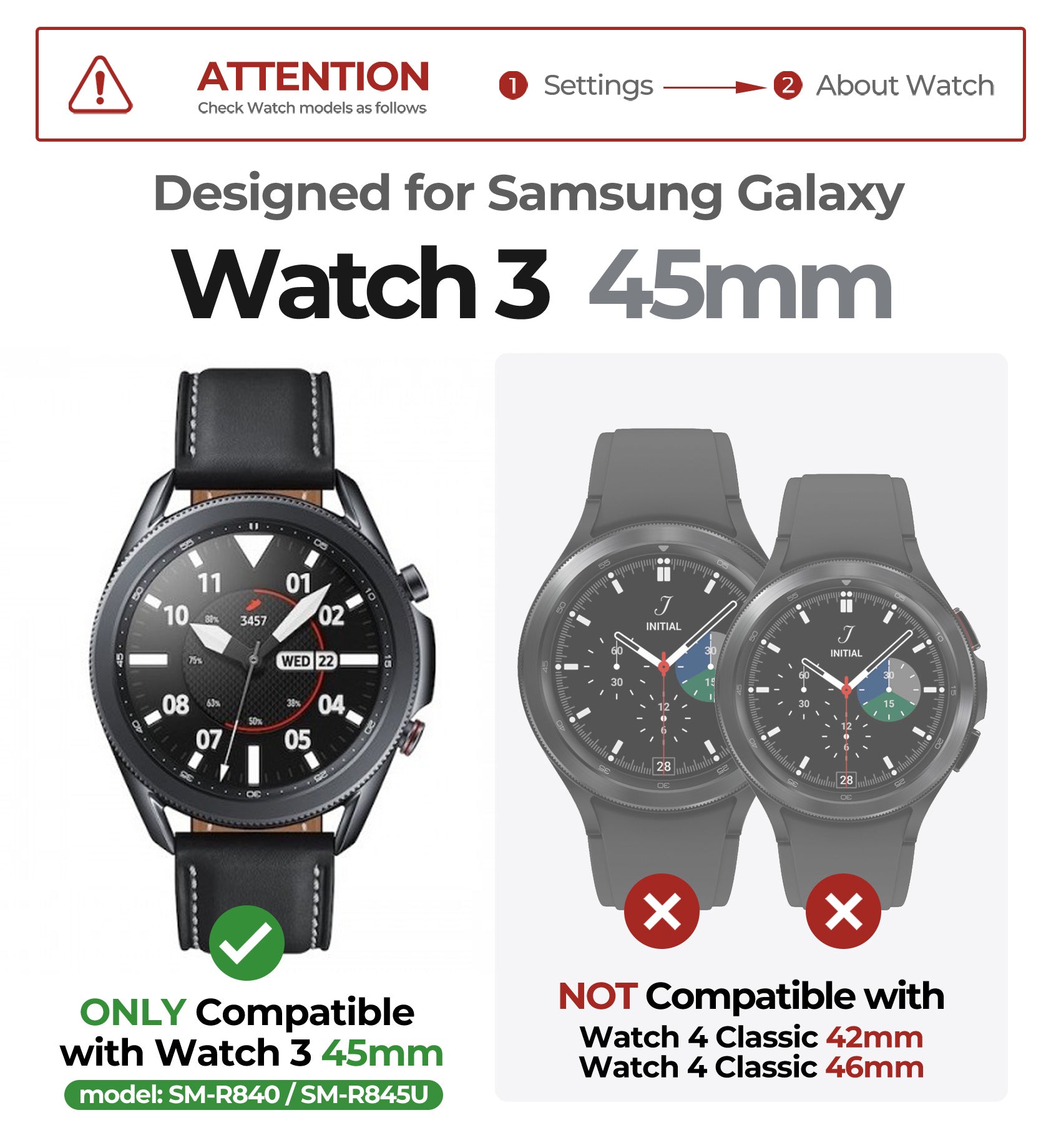 Dexnor Watch Case for Samsung Galaxy Watch 3 [45mm] Full Body Bumper Shockproof Rugged Raised Bezel Snap-on Cover