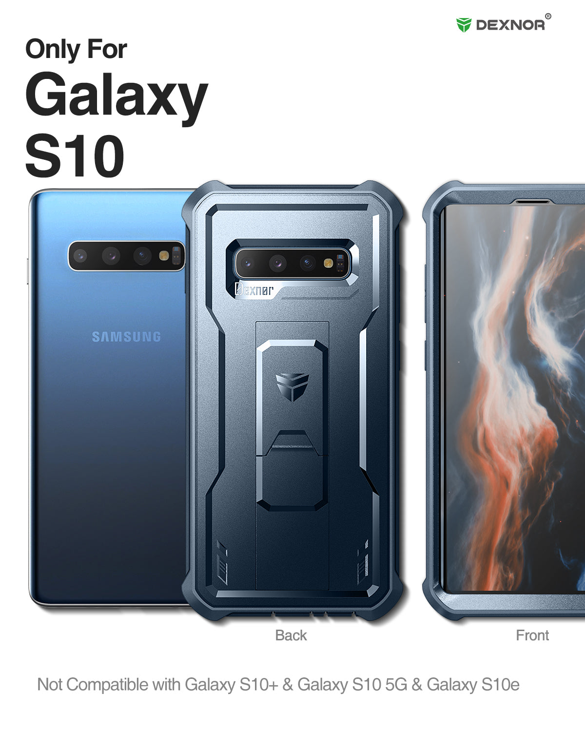 Dexnor Case for Samsung Galaxy S10 With Single Screen Protector Full Body Bumper Kickstand Heavy-duty Shockproof Rugged  Cover.