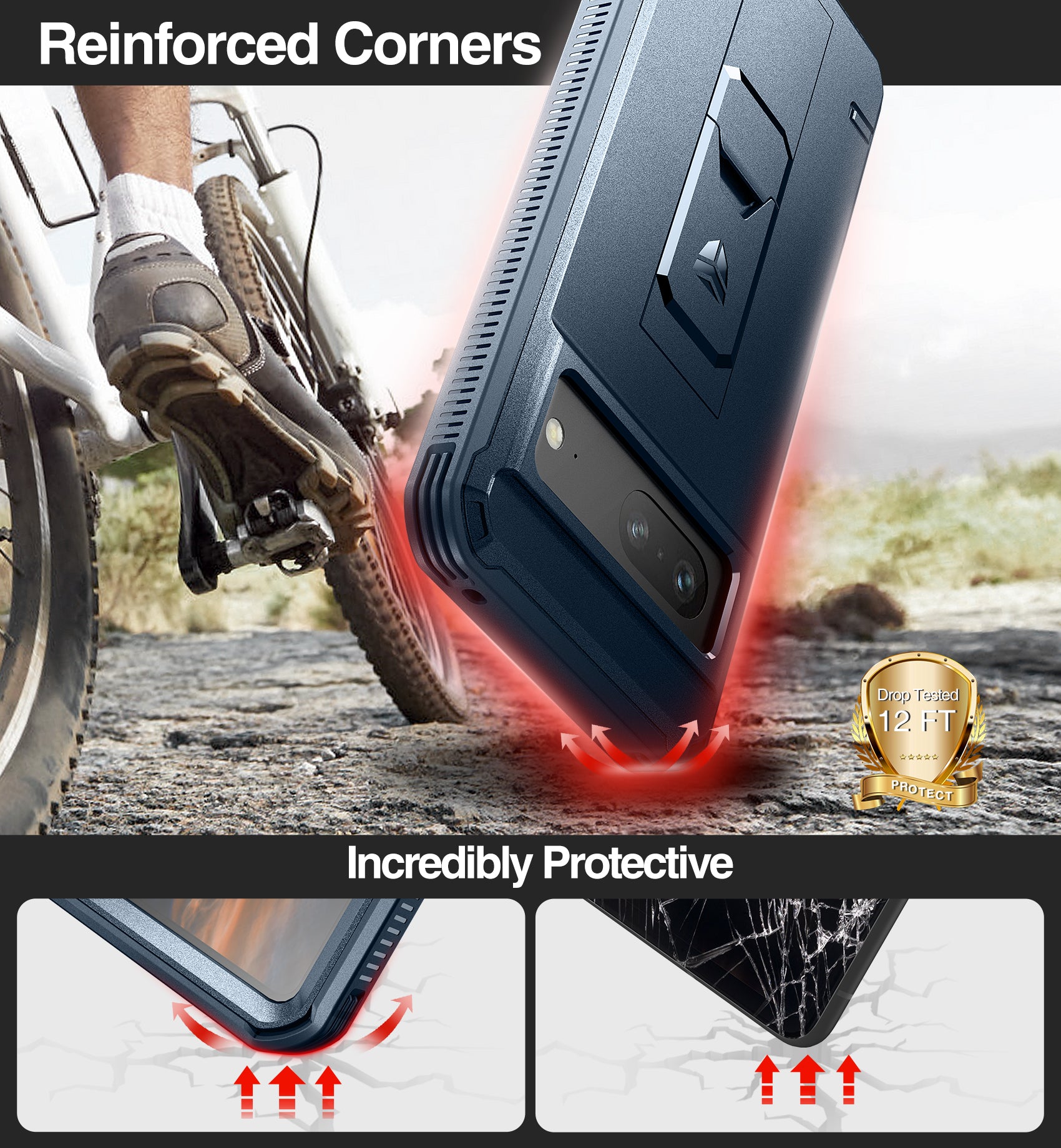 Dexnor Case for Google Pixel 7 With Screen Protector Full Body Bumper Kickstand Heavy-duty Shockproof Rugged Military Grade Cover.