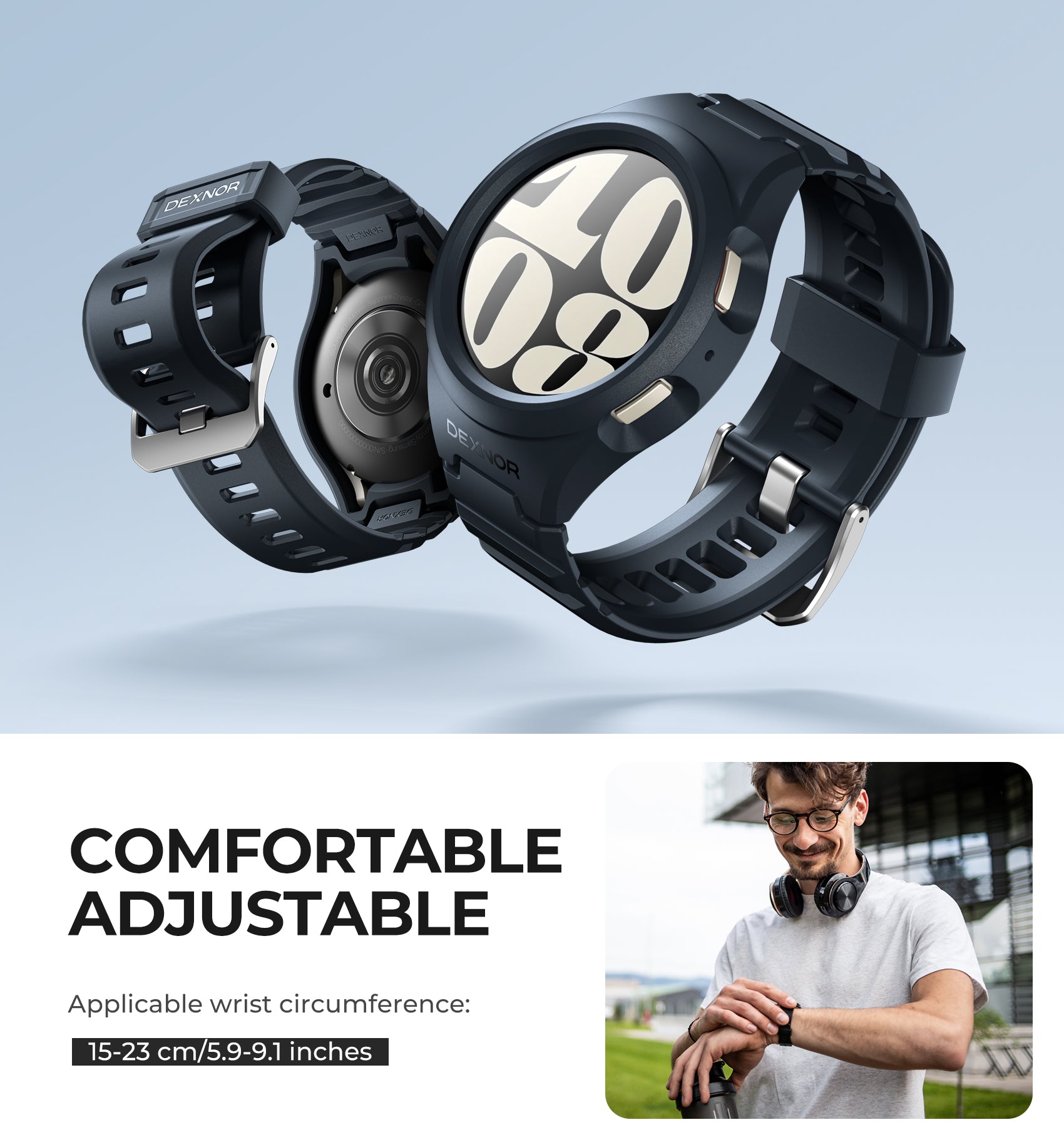 Dexnor Watch Case for Samsung Galaxy Watch 6 Band [40mm] Full Body Bumper Shockproof Rugged Raised Bezel Snap-on Cover.