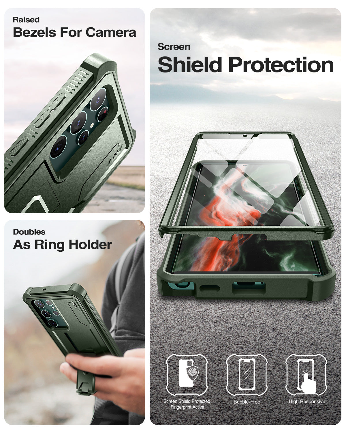 Dexnor Case for Samsung Galaxy S22 Ultra With Screen Protector Full Body Bumper Kickstand Heavy-duty Shockproof Rugged  Cover.