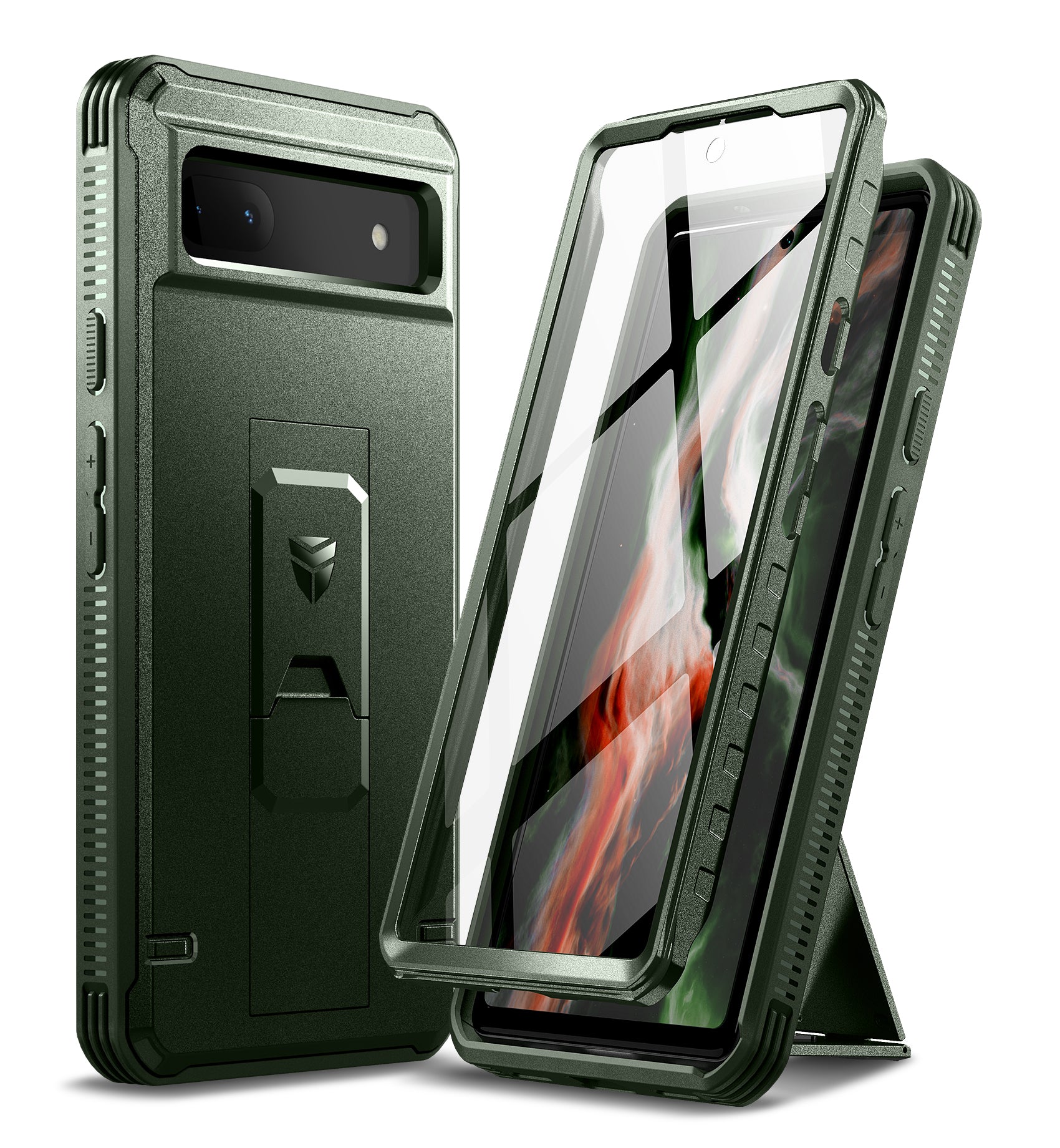 Dexnor Case for Google Pixel 6A With Screen Protector Full Body Bumper Kickstand Heavy-duty Shockproof Rugged Cover.