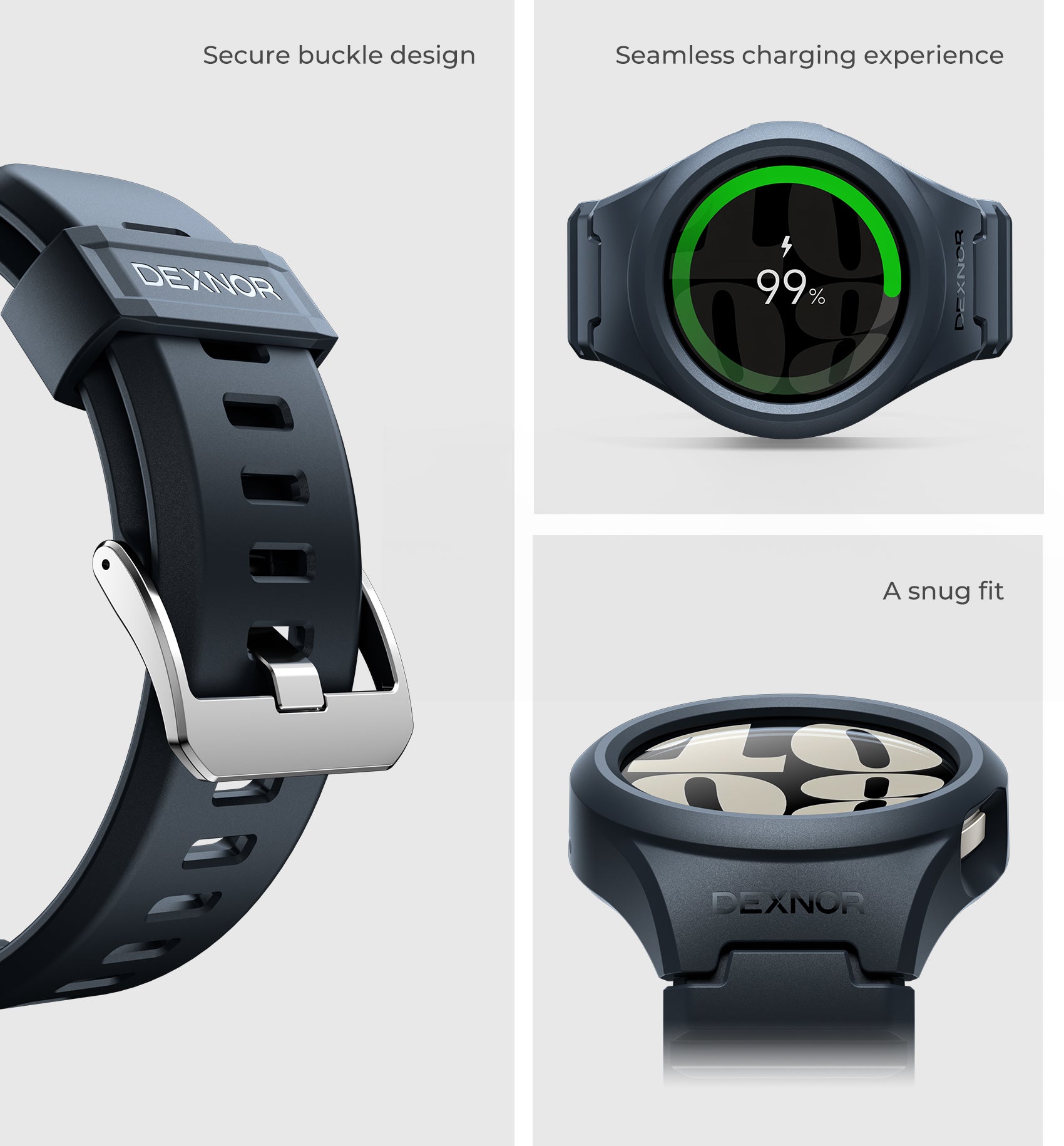 Dexnor Watch Case for Samsung Galaxy Watch 6 Band [40mm] Full Body Bumper Shockproof Rugged Raised Bezel Snap-on Cover.