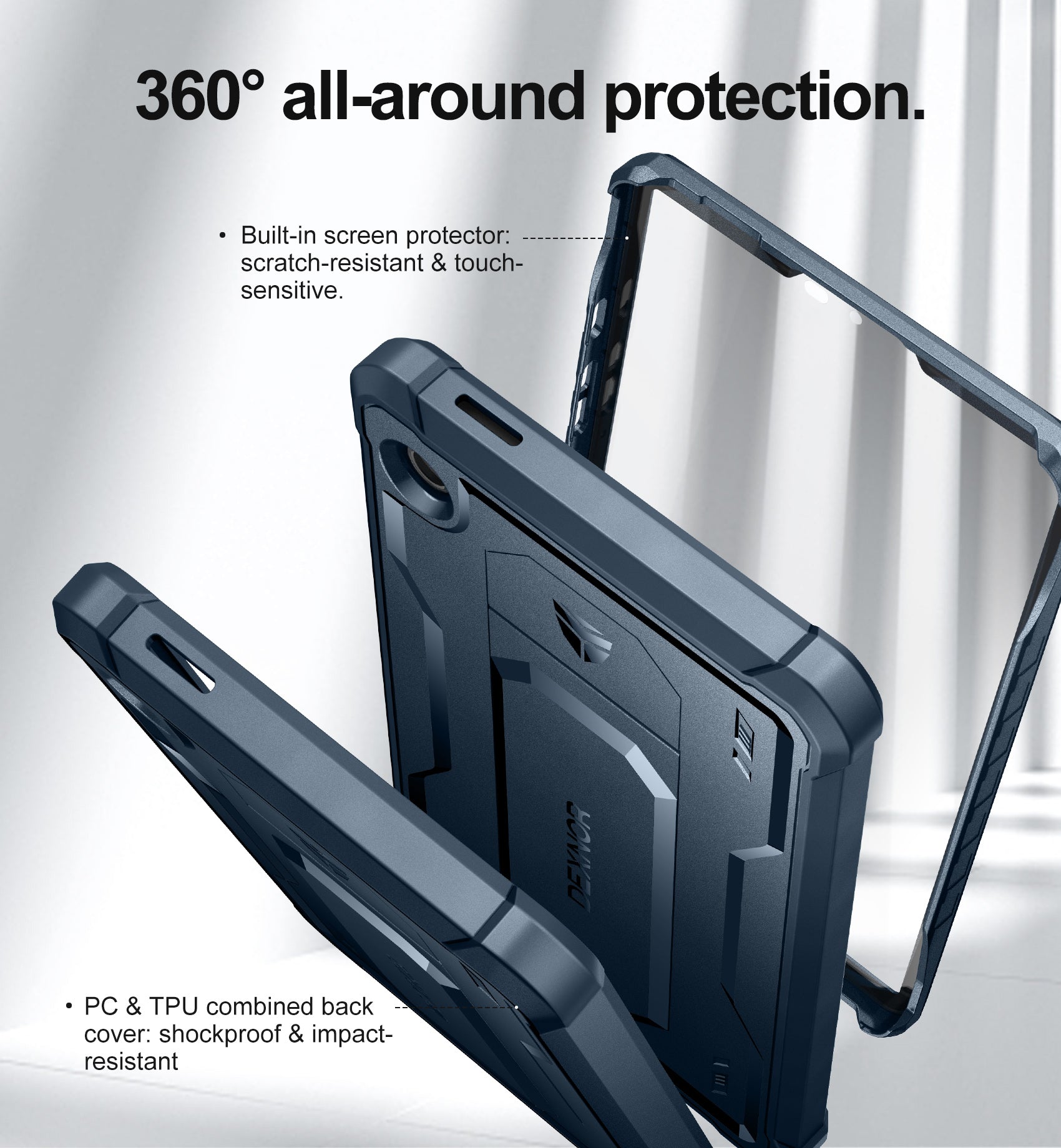 Dexnor Tablet Case for  Samsung Galaxy Tab A9 8.7 Inch 2023 With Screen Protector Full Body Bumper Kickstand Heavy-duty Shockproof Rugged Pen Holder Cover