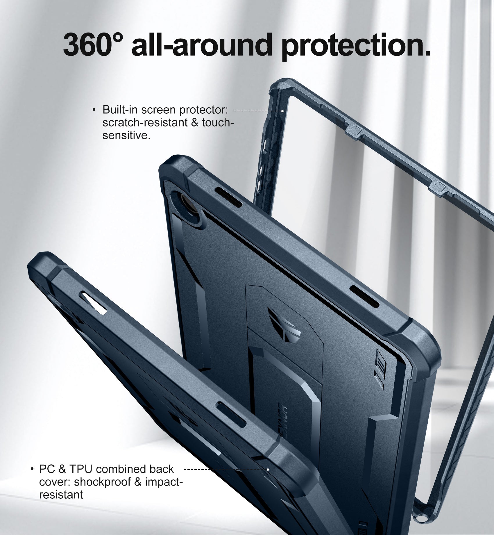 Dexnor Tablet Case for Samsung Galaxy Tab A9 Plus 11 Inch 2023 With Screen Protector Full Body Bumper Kickstand Heavy-duty Shockproof Rugged Pen Holder Cover