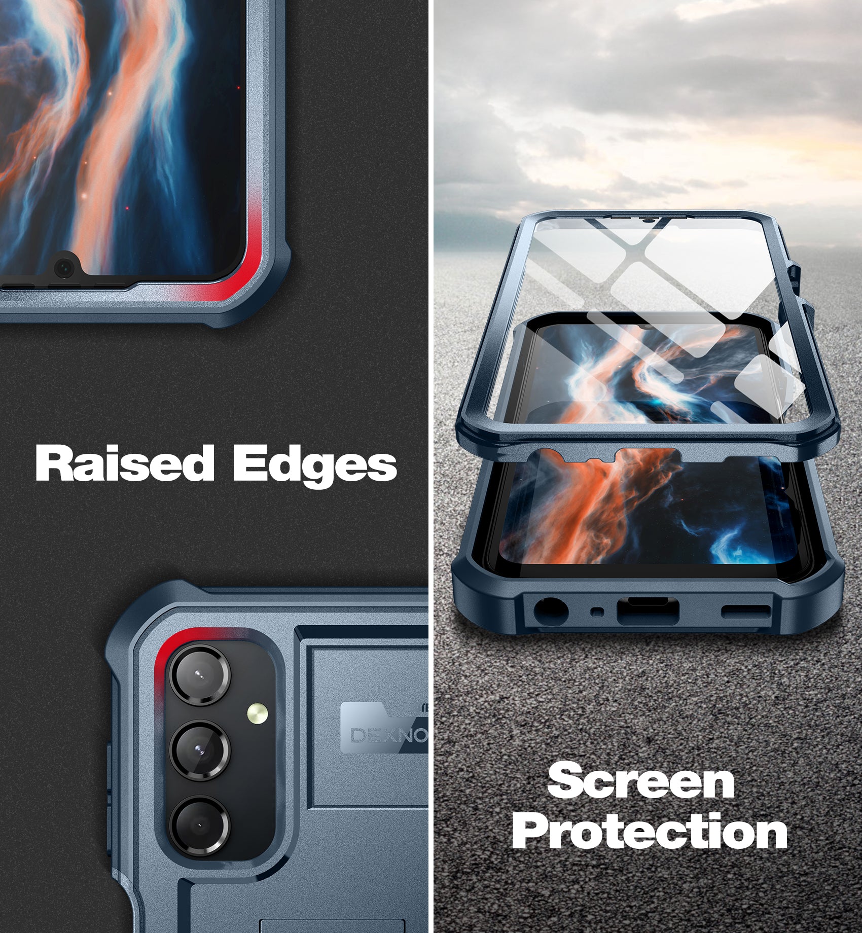Dexnor Case for Samsung Galaxy A25 5G/A24 With Screen Protector Full Body Bumper Kickstand Heavy-duty Shockproof Rugged  Cover.