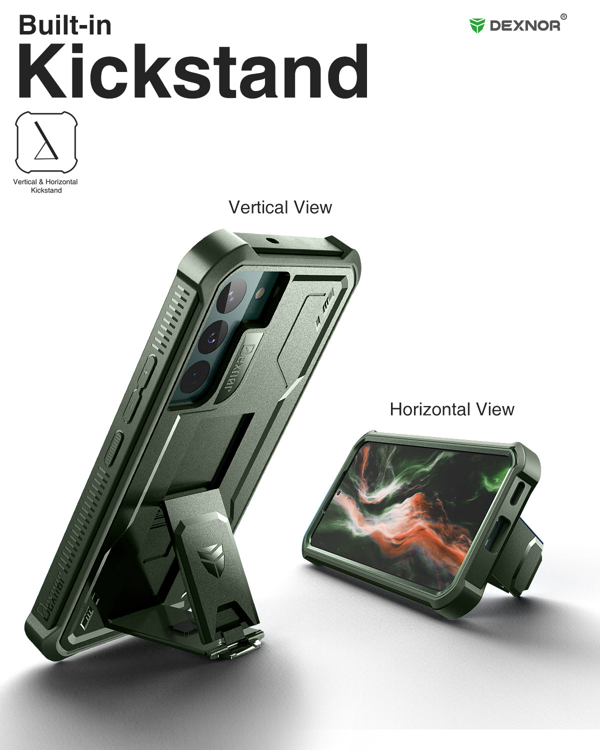 Dexnor Case for Samsung Galaxy S22 Plus With Single Screen Protector Full Body Bumper Kickstand Heavy-duty Shockproof Rugged  Cover.