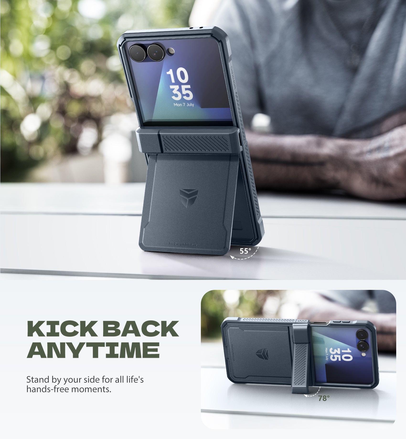 Dexnor Full Body Case For Samsung Galaxy Z Flip 7 with Dual Kickstands  Auto-Close Hinge Protection Screen Protector Shockproof Bumper Cover
