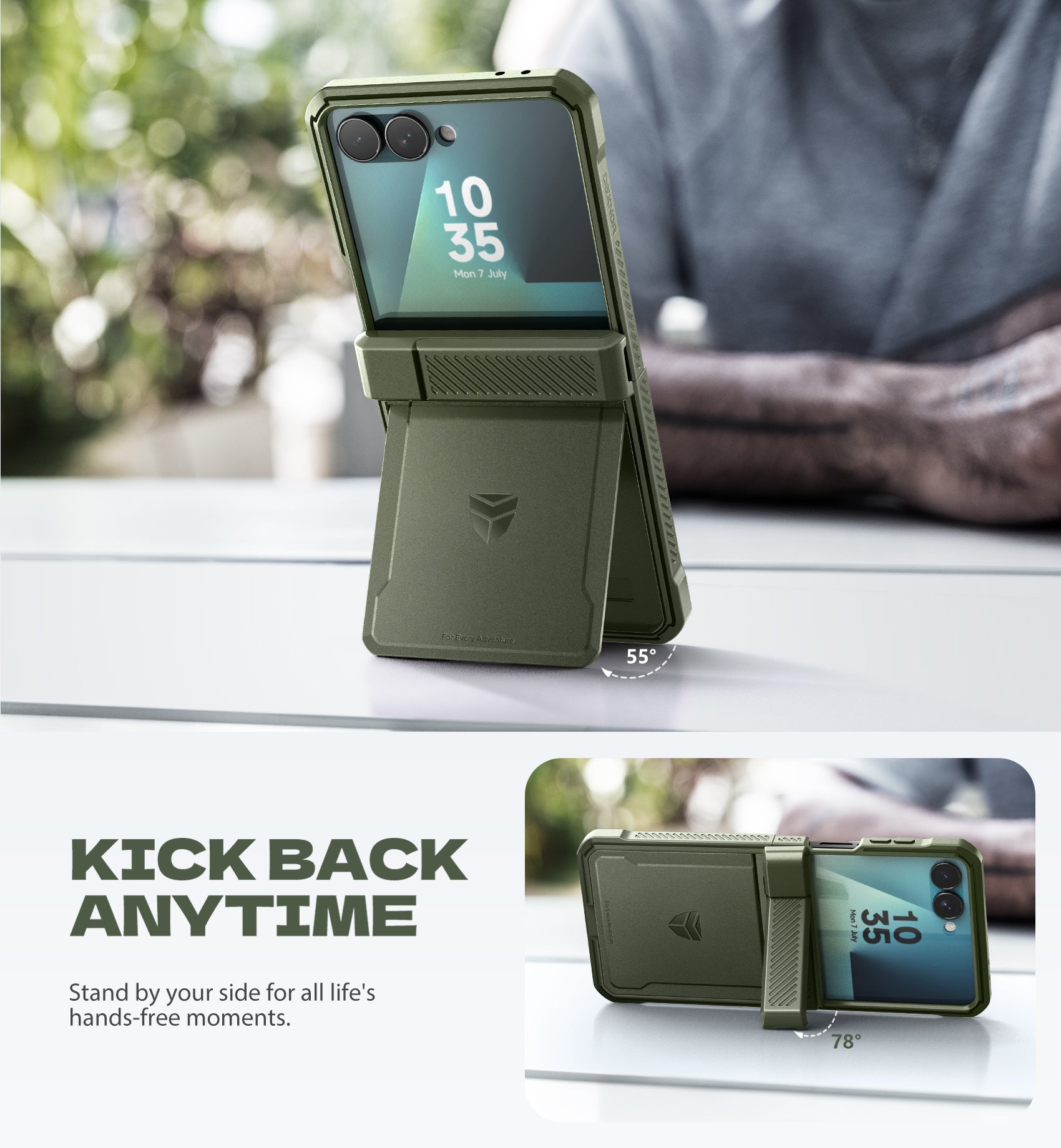 Dexnor Full Body Case For Samsung Galaxy Z Flip 7 with Dual Kickstands  Auto-Close Hinge Protection Screen Protector Shockproof Bumper Cover
