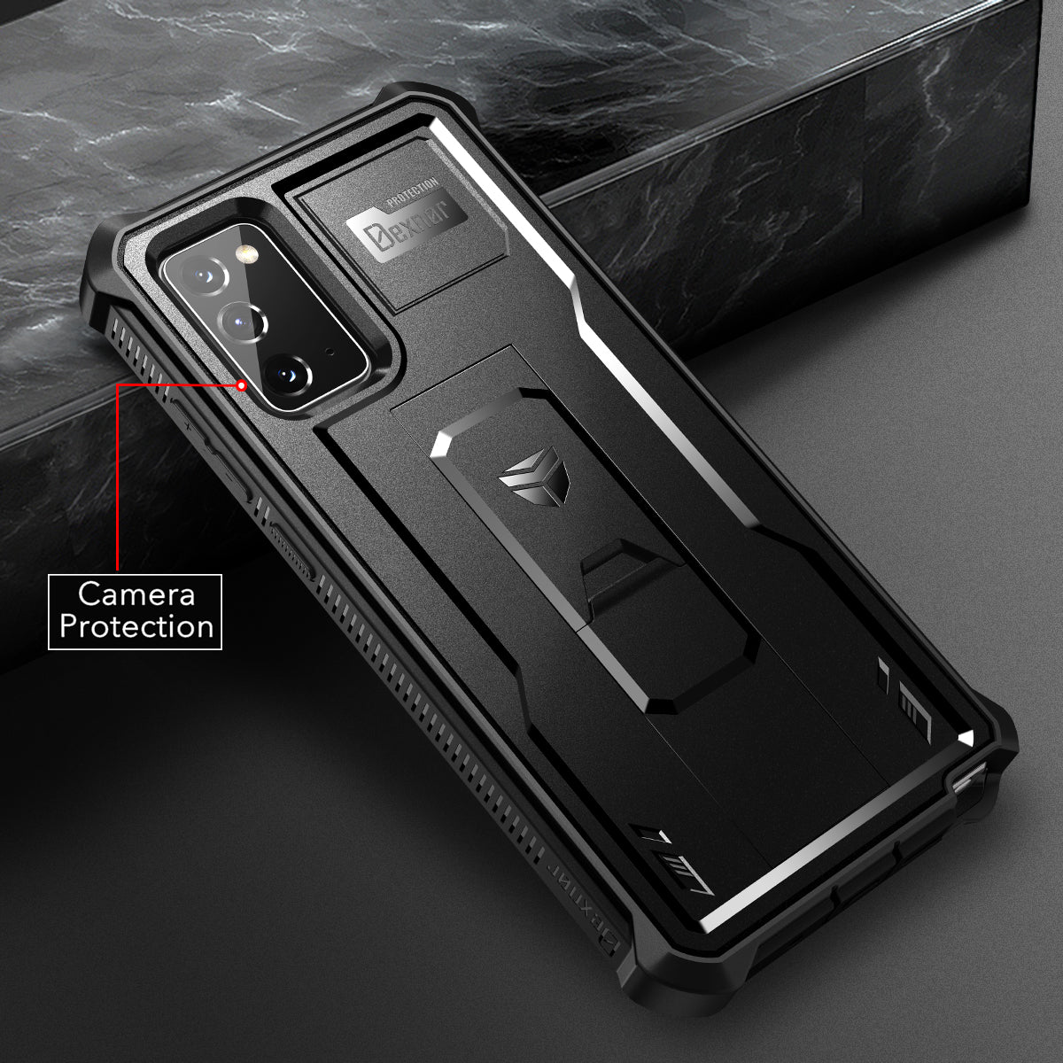 Dexnor Case for Samsung Galaxy Note 20 With Single Screen Protector Full Body Bumper Kickstand Heavy-duty Shockproof Rugged Military Grade Cover.