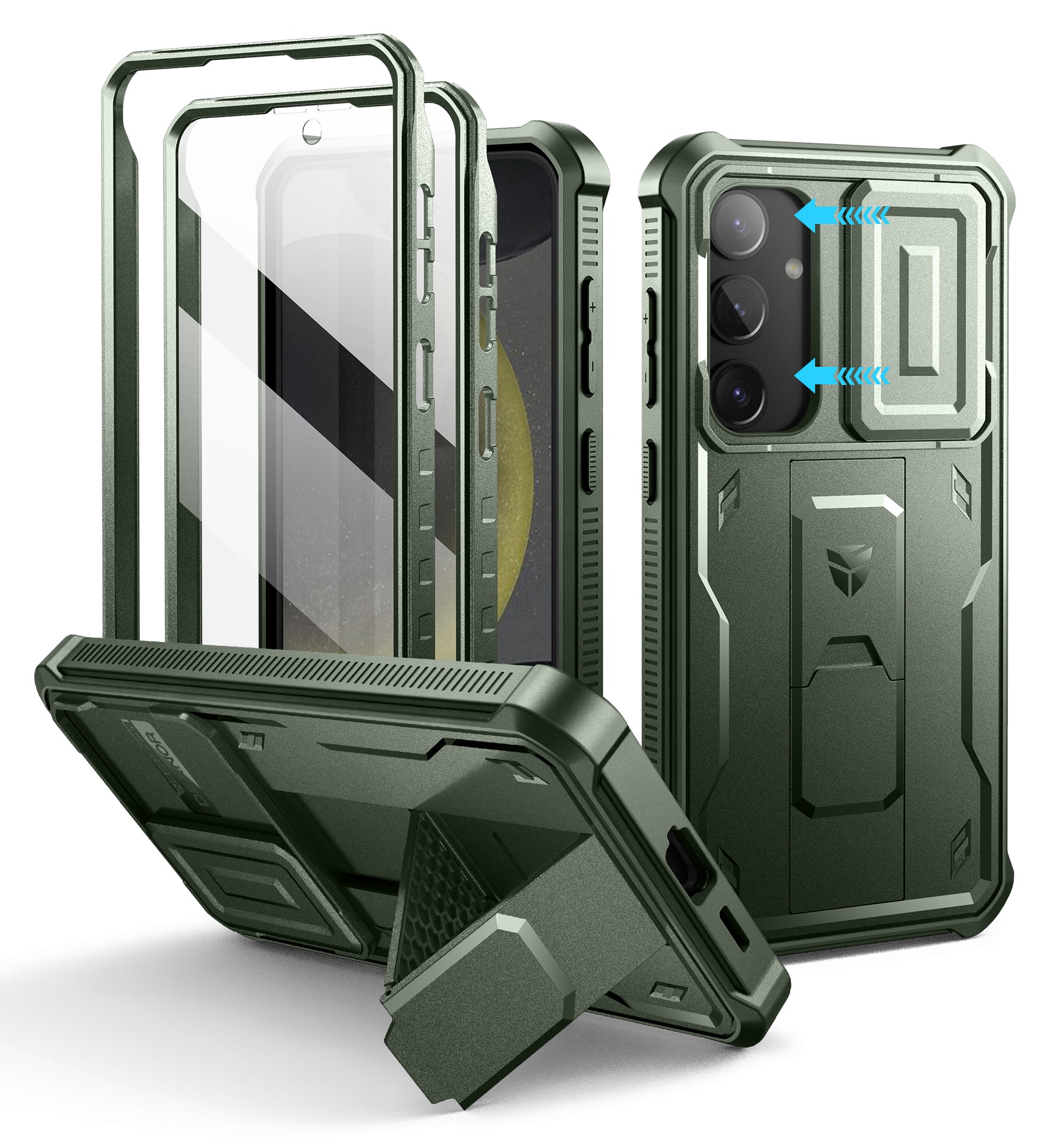 Dexnor Case for Samsung Galaxy S24 Plus Full Body With Screen Protector Slide Camera Bumper Kickstand Heavy-duty Shockproof Rugged Cover.