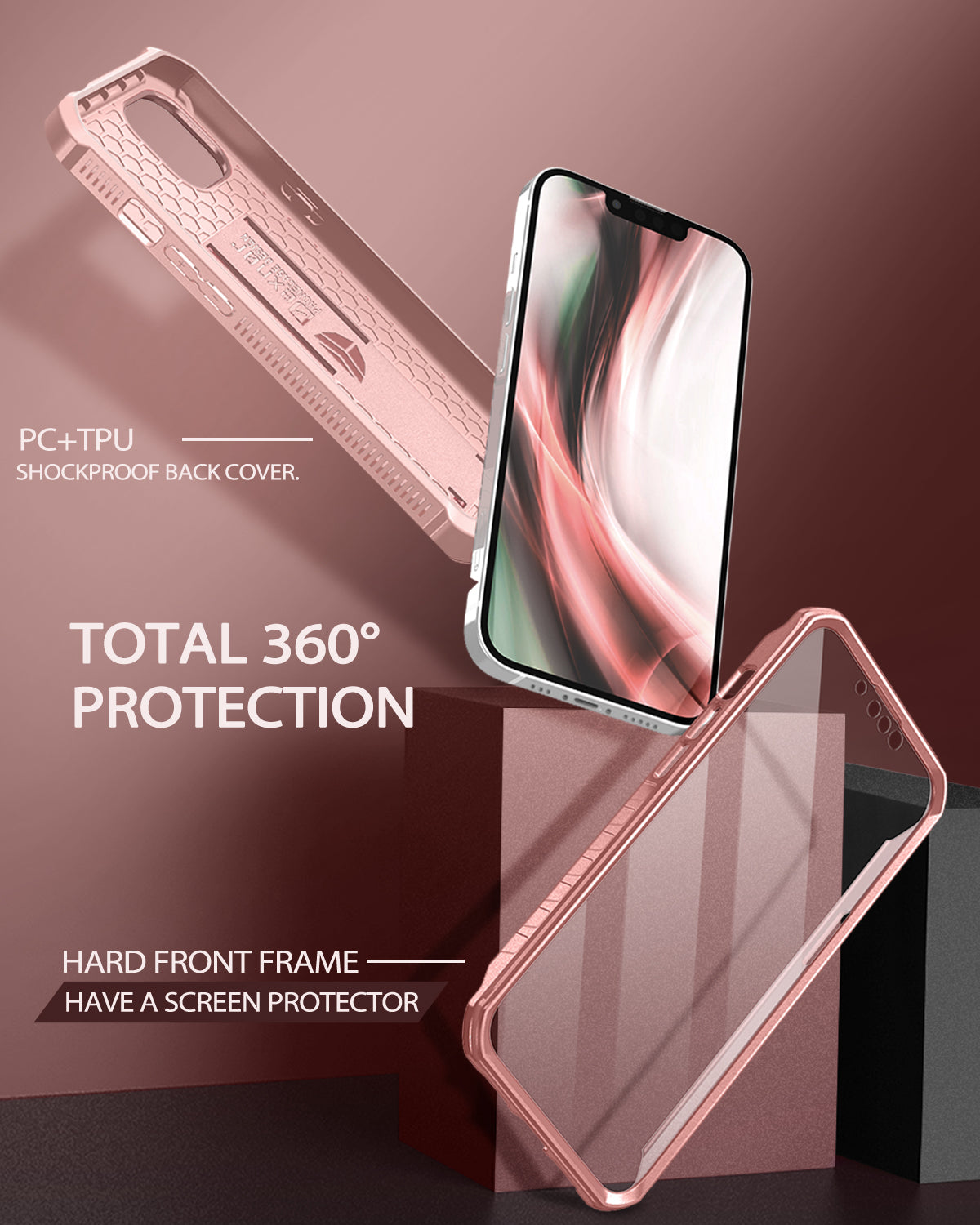 Dexnor for iphone 14/13 Case With  Heavy-duty Shockproof Full Body Built-in Screen Protector Adjustable Kickstand