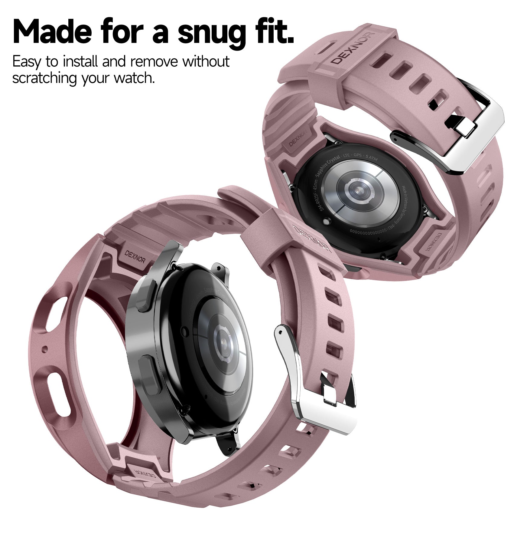 Dexnor Watch Case for Samsung Galaxy Watch 5 Pro band[45mm] Full Body Bumper Shockproof Rugged Raised Bezel Snap-on Cover