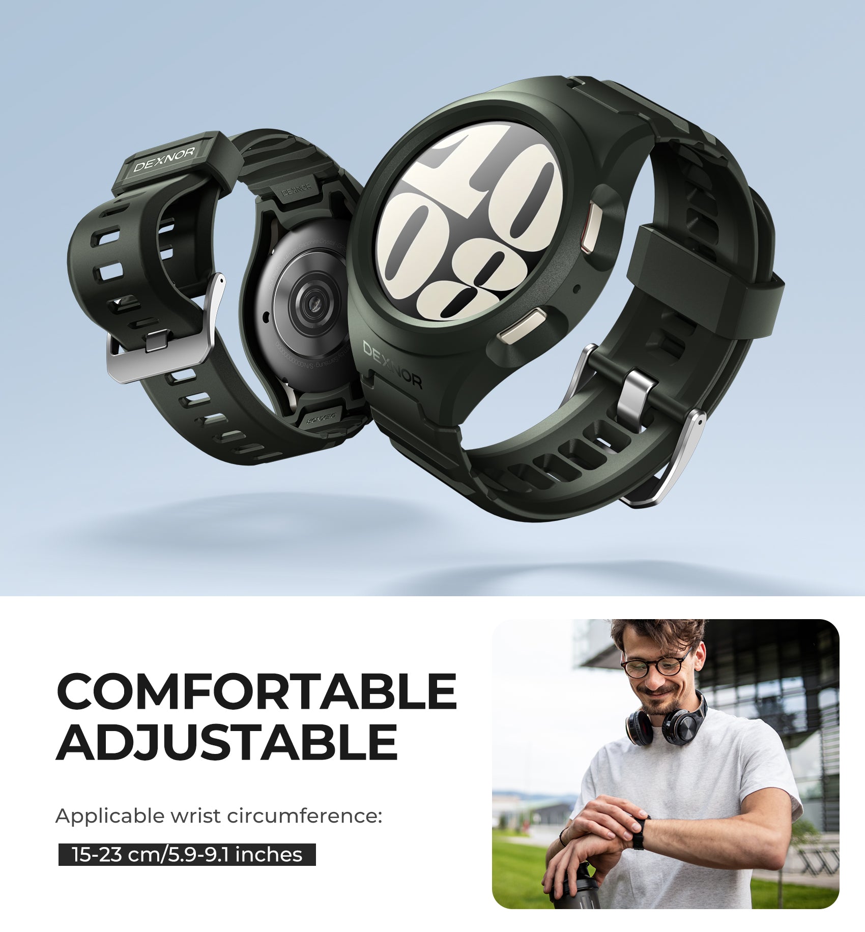 Dexnor Watch Case for Samsung Galaxy Watch 6 Band [40mm] Full Body Bumper Shockproof Rugged Raised Bezel Snap-on Cover.