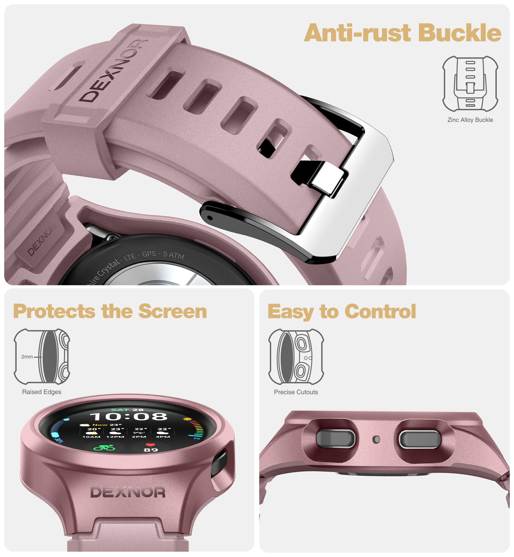 Dexnor Watch Case for Samsung Galaxy Watch 5 Pro band[45mm] Full Body Bumper Shockproof Rugged Raised Bezel Snap-on Cover