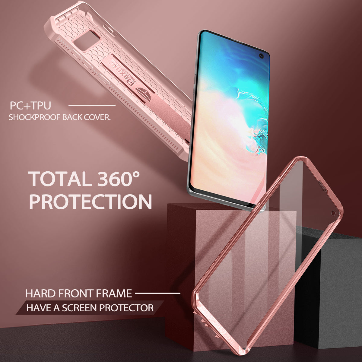 Dexnor Case for Samsung Galaxy S10 With Single Screen Protector Full Body Bumper Kickstand Heavy-duty Shockproof Rugged  Cover.