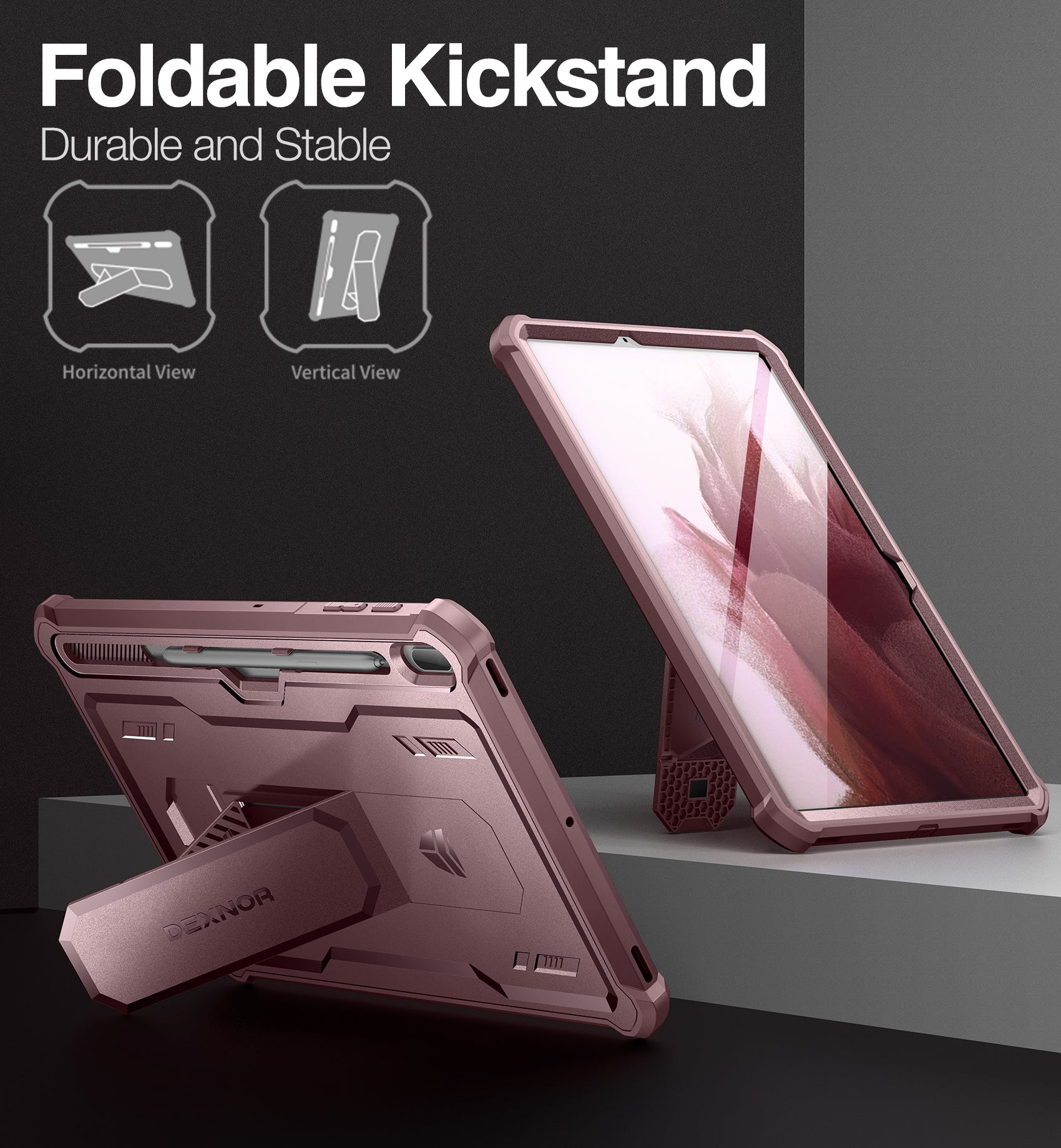 Dexnor Tablet Case for Samsung Galaxy Tab S7 Plus/S8 Plus With Screen Protector Full Body Bumper Kickstand Heavy-duty Shockproof Rugged Pen Holder Cover.