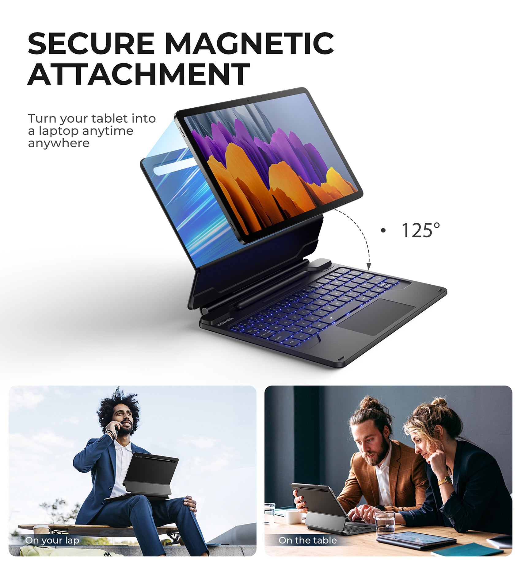 For Samsung Galaxy Tab S7/S8 11 Inch Case with Keyboard Magnetic Floating Cantilever Stand