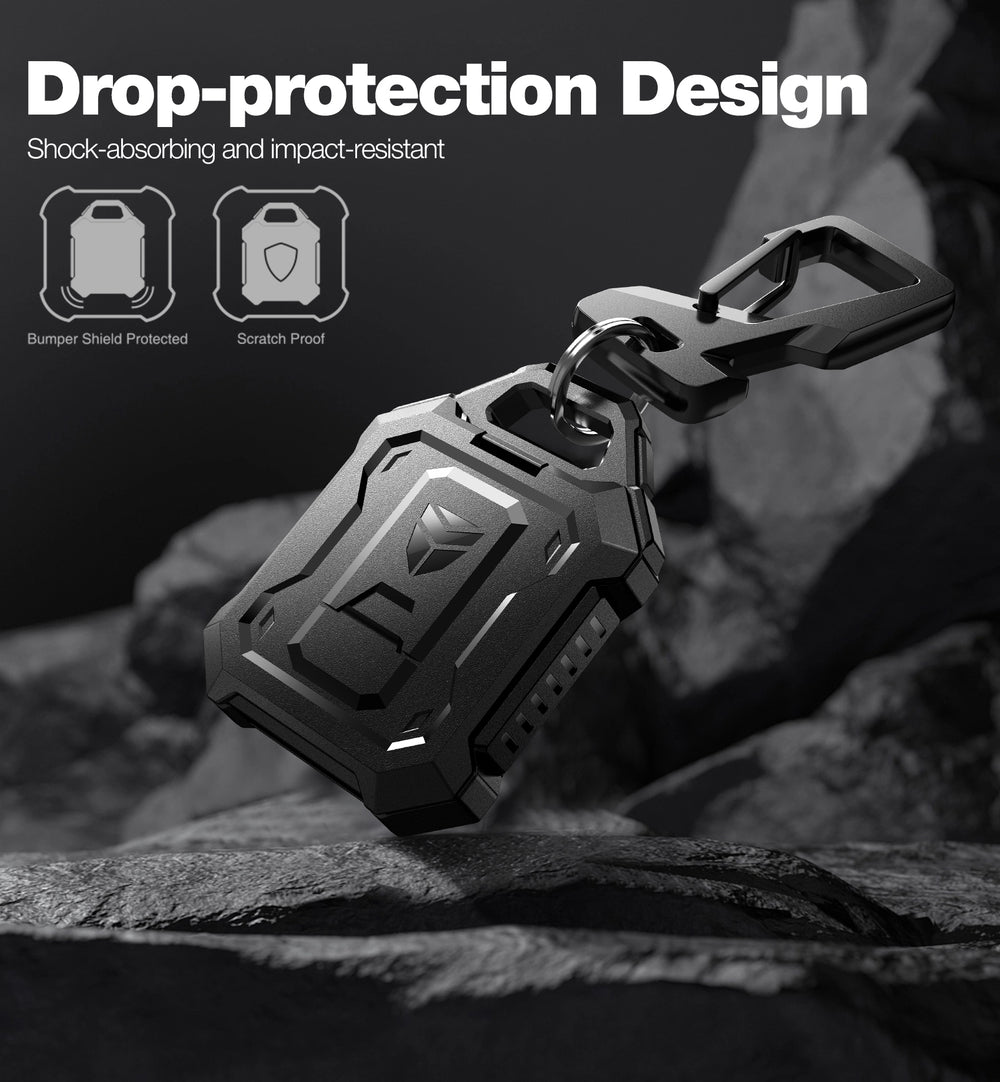 Dexnor Rugged Case for AirTag with Key Ring and Carabiner Full Body ...
