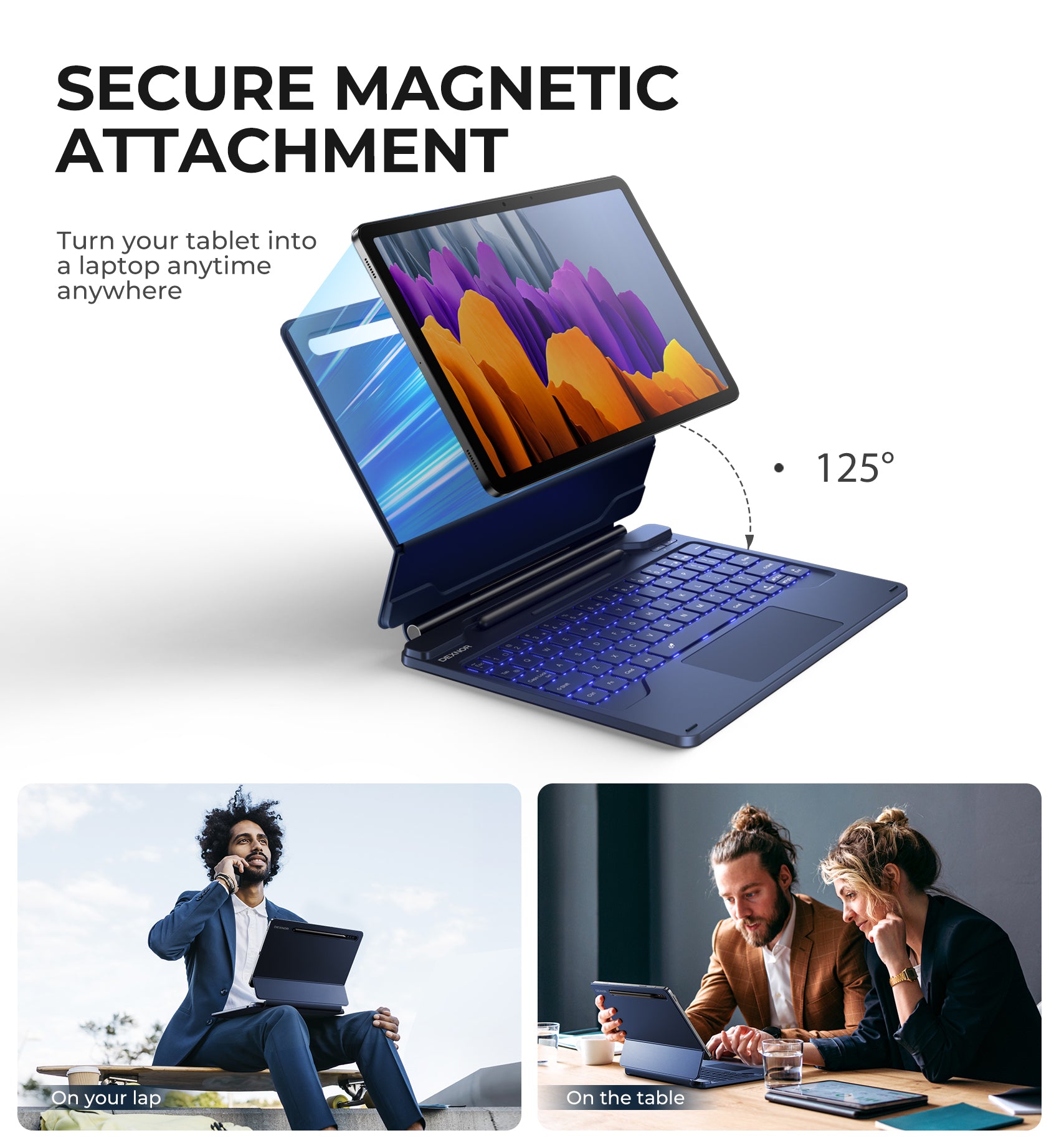 For Samsung Galaxy Tab S7/S8 11 Inch Case with Keyboard Magnetic Floating Cantilever Stand