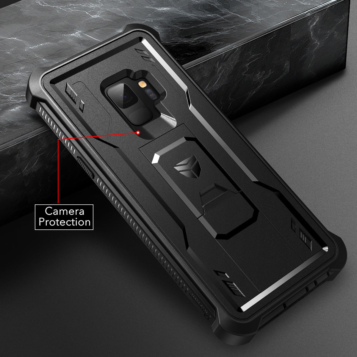 Dexnor Case for Samsung Galaxy S9 With Single Screen Protector Full Body Bumper Kickstand Heavy-duty Shockproof Rugged Cover.