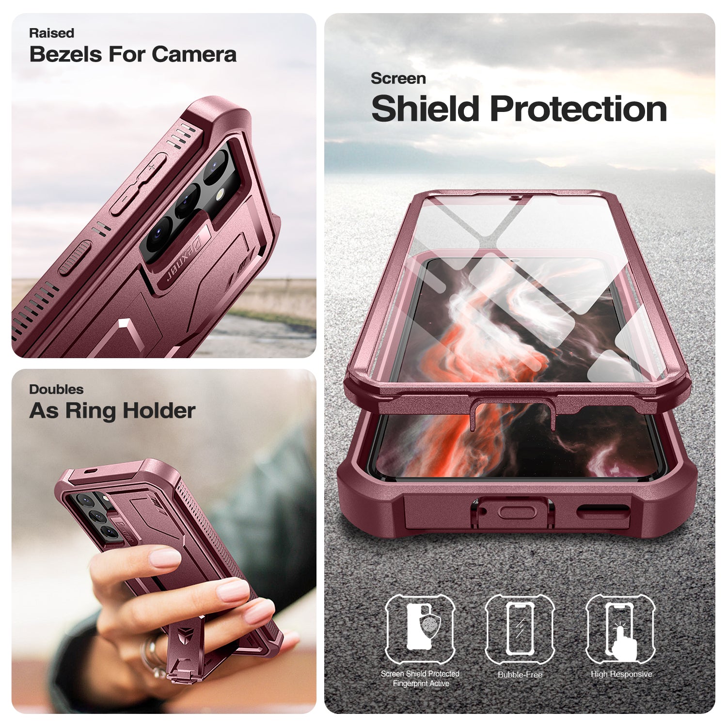 Dexnor Case for Samsung Galaxy S21 With Single Screen Protector Full Body Bumper Kickstand Heavy-duty Shockproof Rugged Cover.